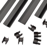 Fensoband End profiles gates 2D 8/6/8 RAL 9005 ( 4st + 14 clips )