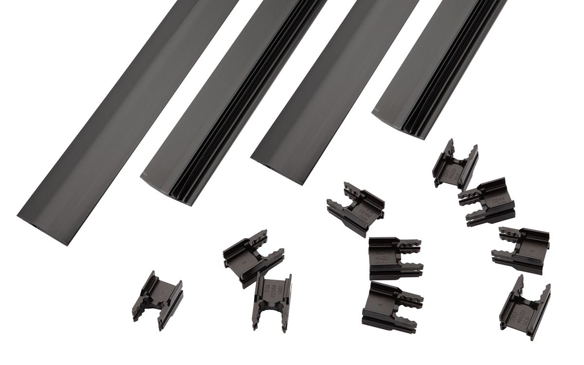 Fensoband End profiles gates 2D 8/6/8 RAL 9005 ( 4st + 14 clips )
