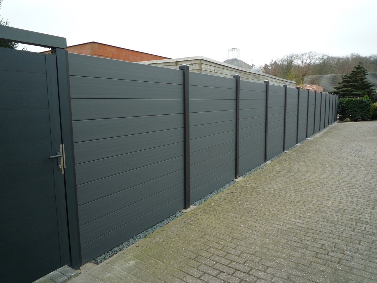 Recyfence Recyfence tand & groef h:20 x L:184 x d:4 Donkergrijs