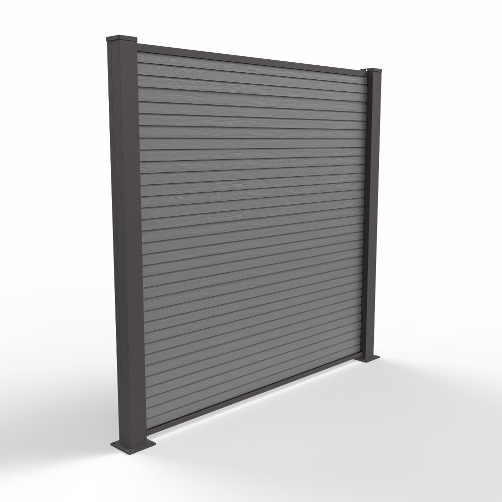 Fensolar FENSOLAR WPC FULL extensiemodukle H:180cm L:185cm Grijs + 1 paal