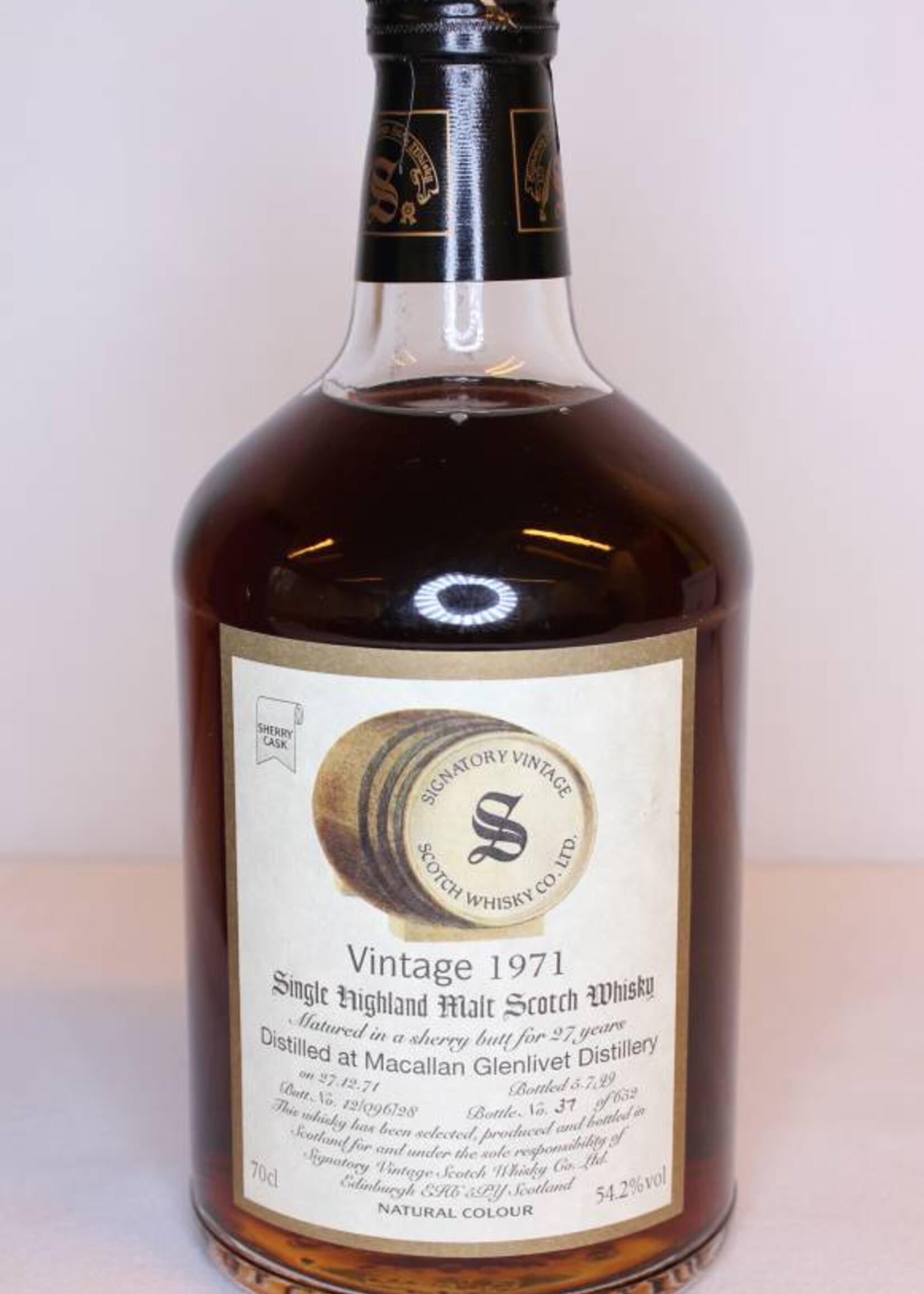 The Macallan Macallan Glenlivet 27 Years Old 1971 1999 Signatory Cask 12/096/28 54.2%