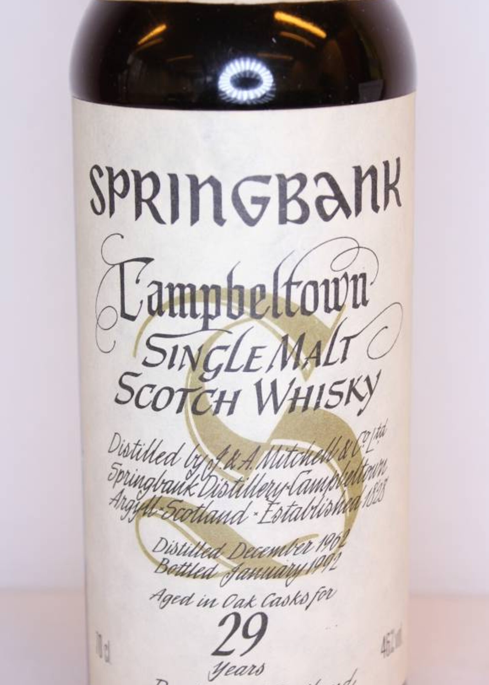 Springbank Springbank 29 Years Old 1962 1992 White Label Big Golden S 46%