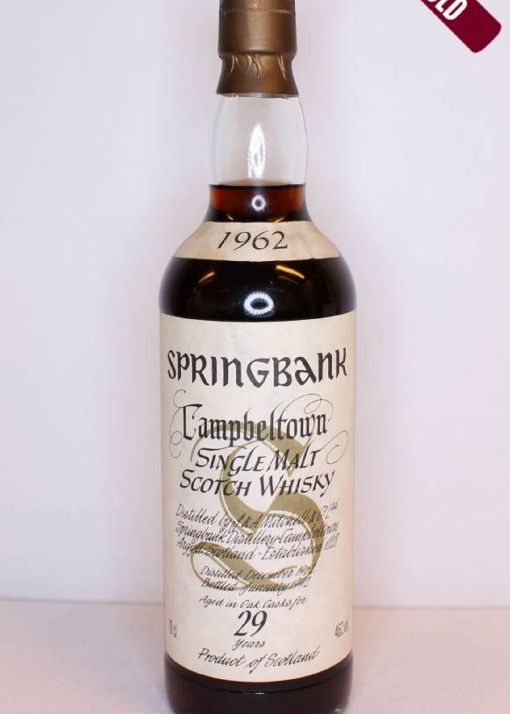 Springbank Springbank 29 Years Old 1962 1992 White Label Big Golden S 46%