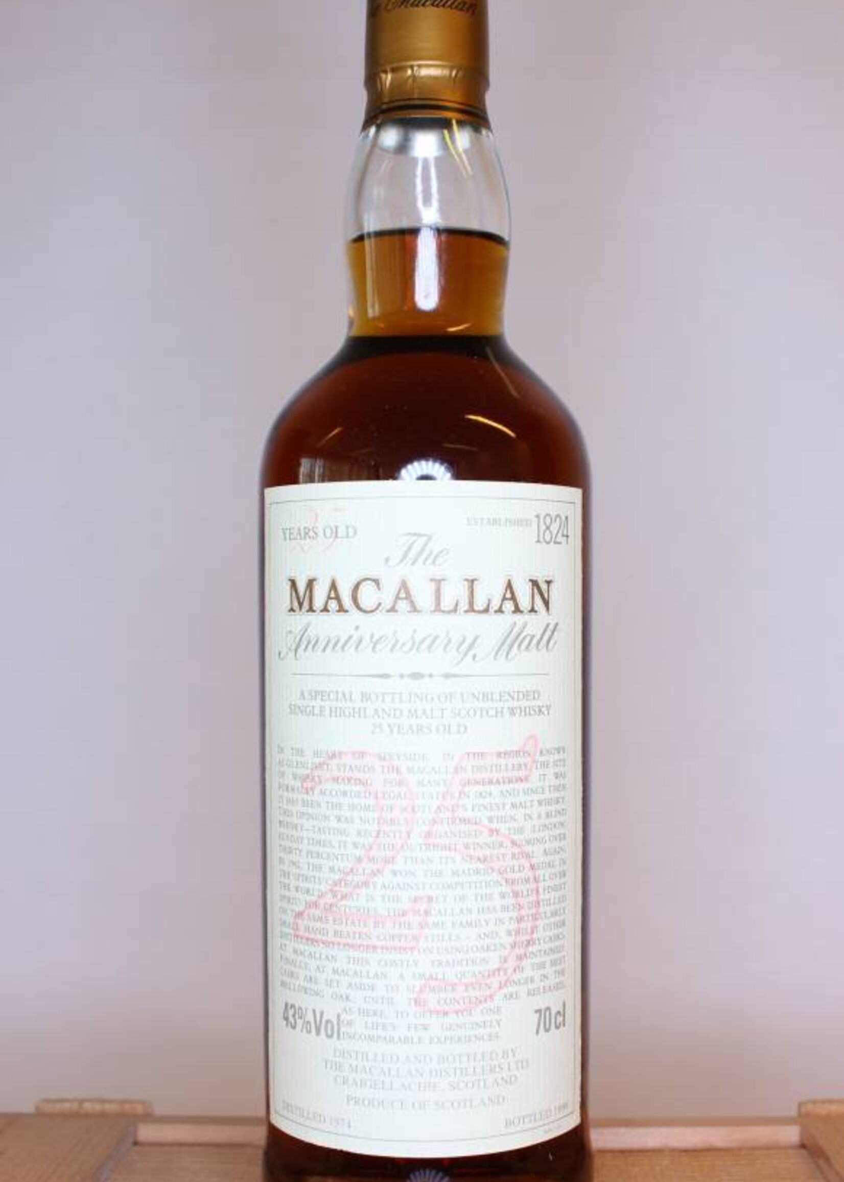 The Macallan Macallan 25 Years Old 1974 1999 The Anniversary Malt 43% (in OWC)