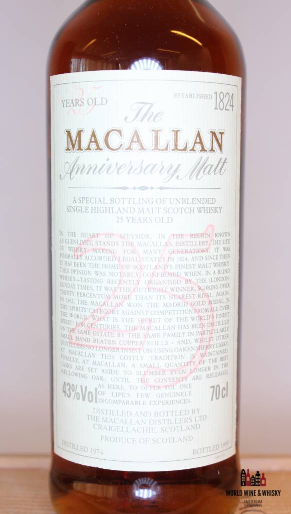 Macallan Macallan 25 Years Old 1974 1999 The Anniversary Malt 43% (in OWC)