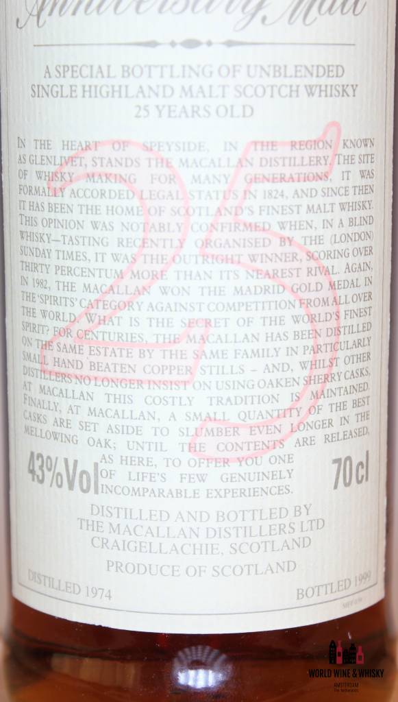 Macallan Macallan 25 Years Old 1974 1999 The Anniversary Malt 43% (in OWC)