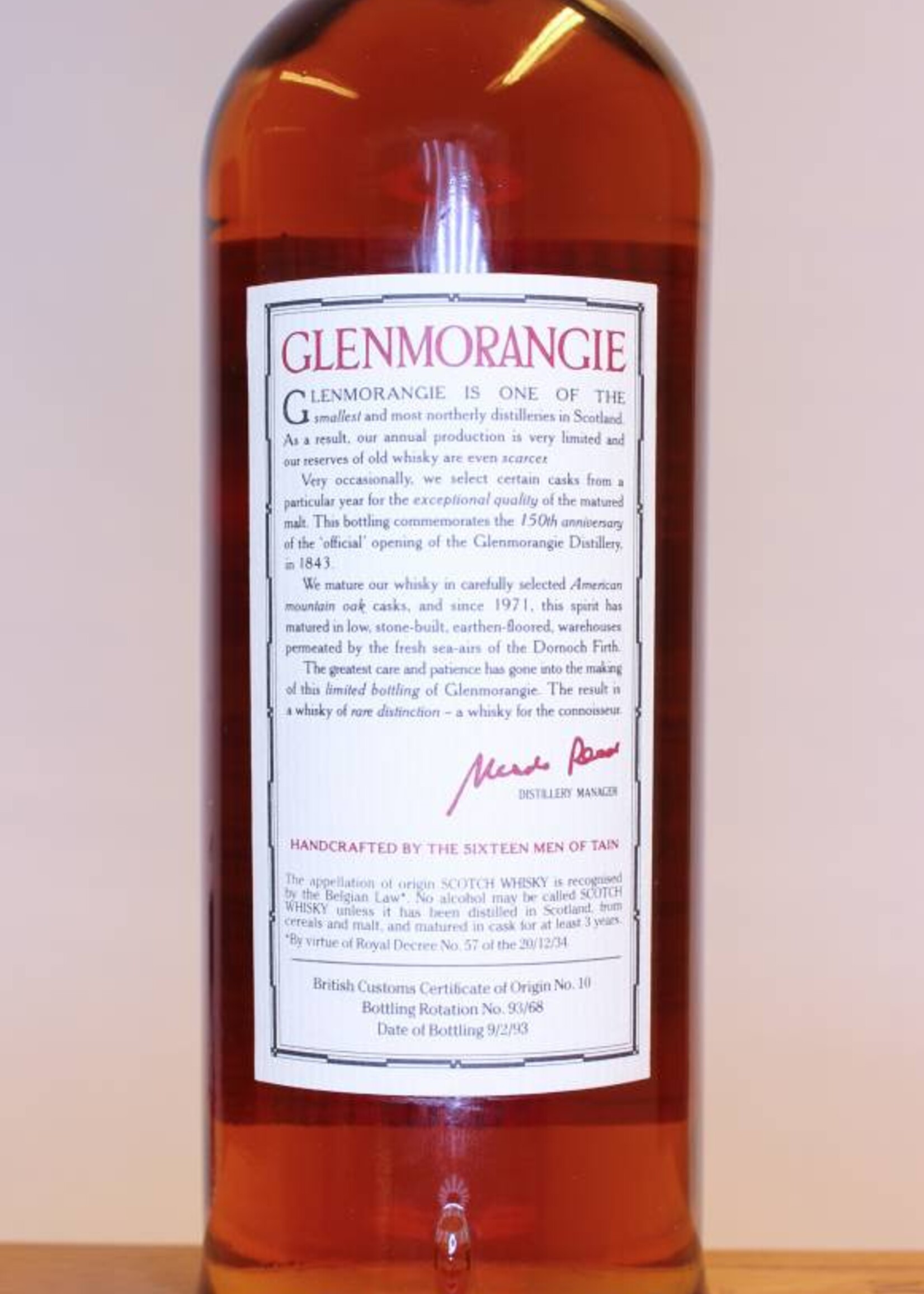 Glenmorangie Glenmorangie 22 Years Old 1971 1993 150th Anniversary 43%