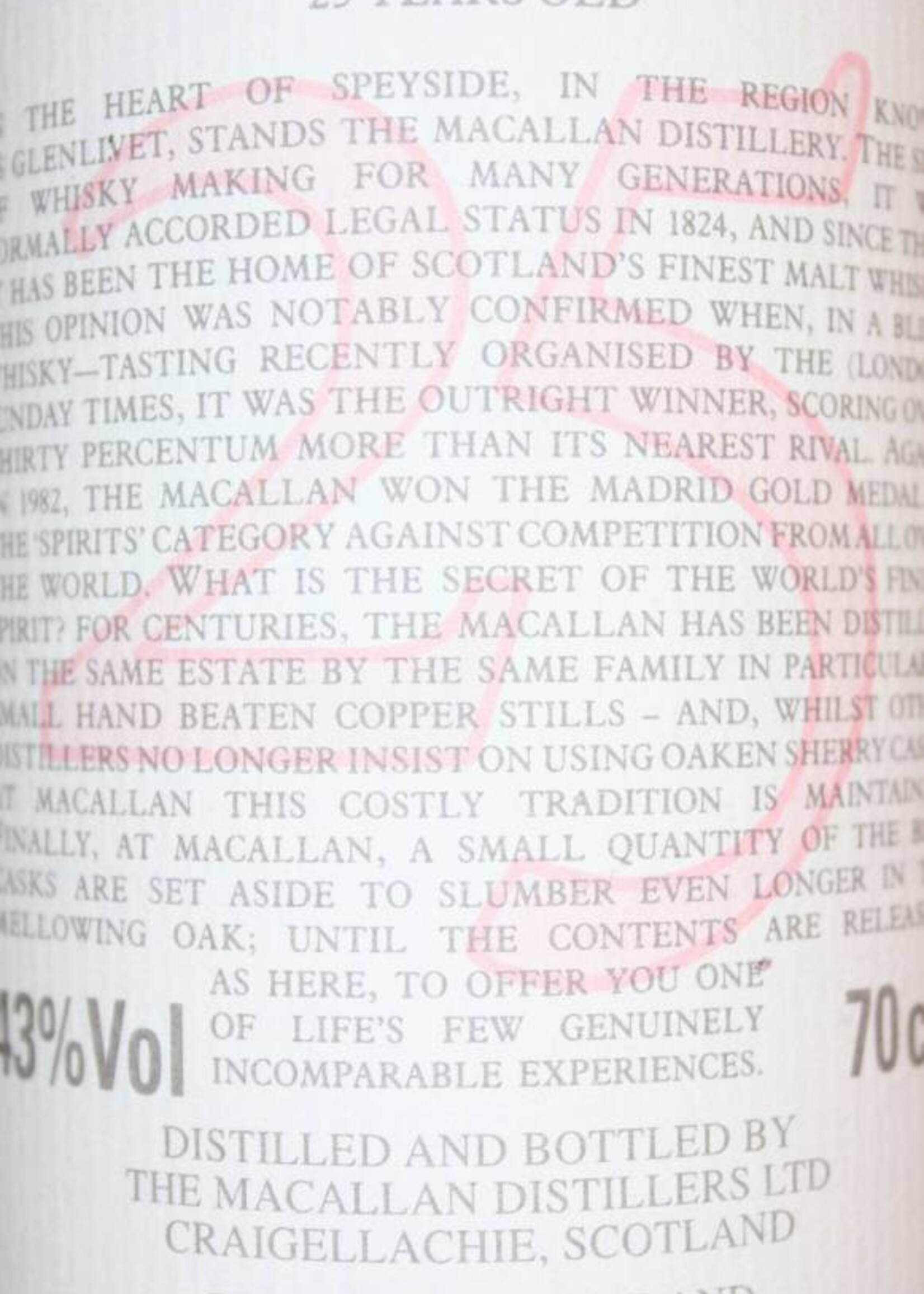 The Macallan Macallan 25 Years Old 1972 1998 The Anniversary Malt 43% (without wooden box)