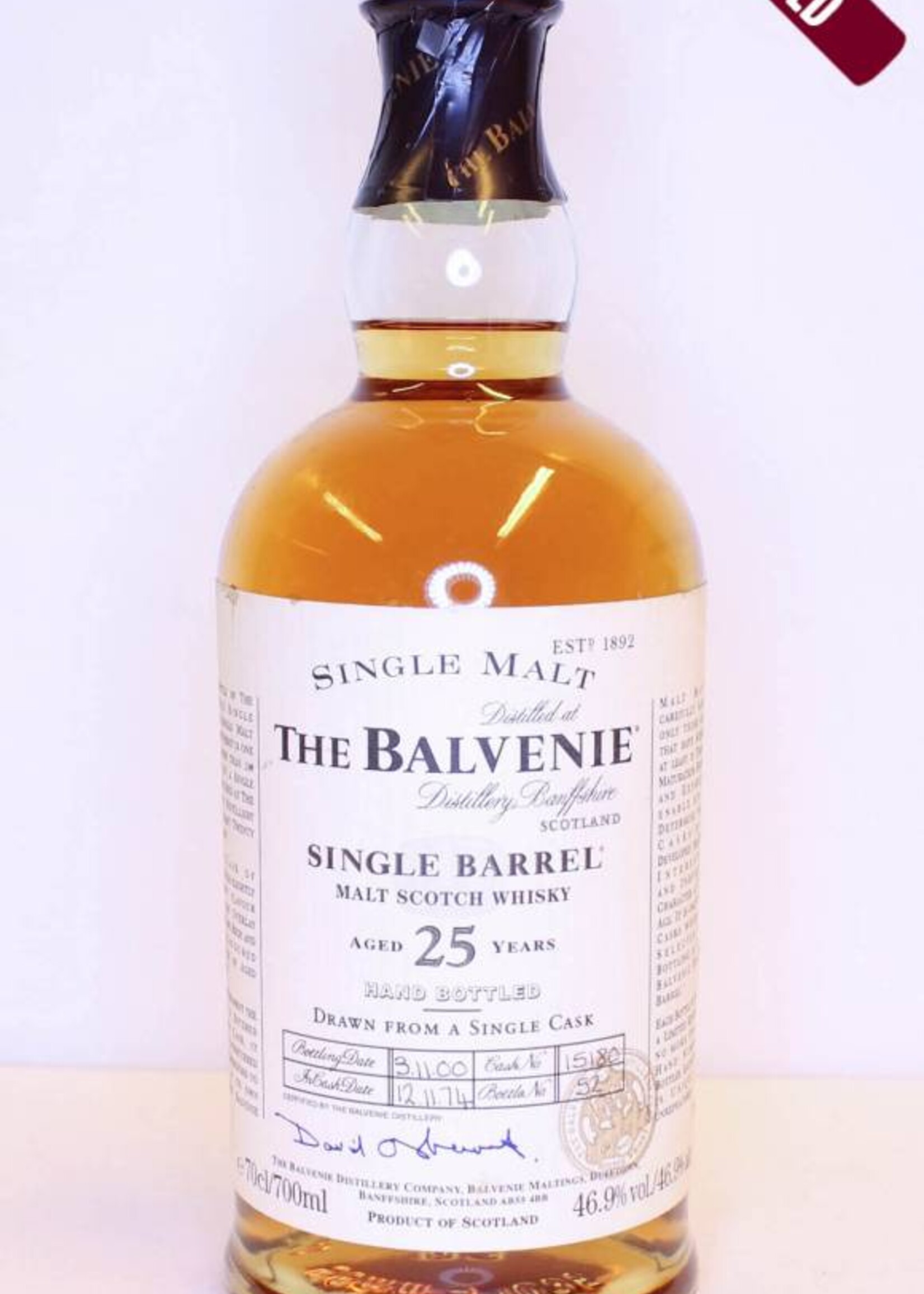 Balvenie Balvenie 25 Years Old 1974 2000 Single Barrel Cask 15180 46.9%