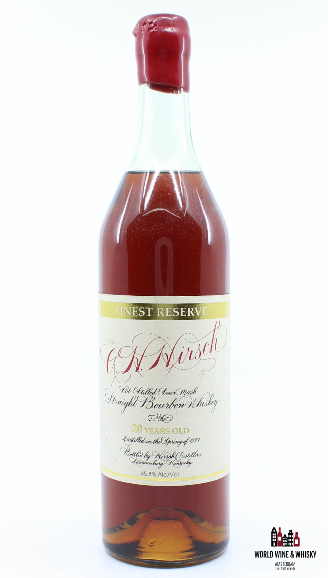 A.H. Hirsch A.H. Hirsch 20 Years Old Spring 1974 Straight Bourbon Whiskey Red Wax 45.8%