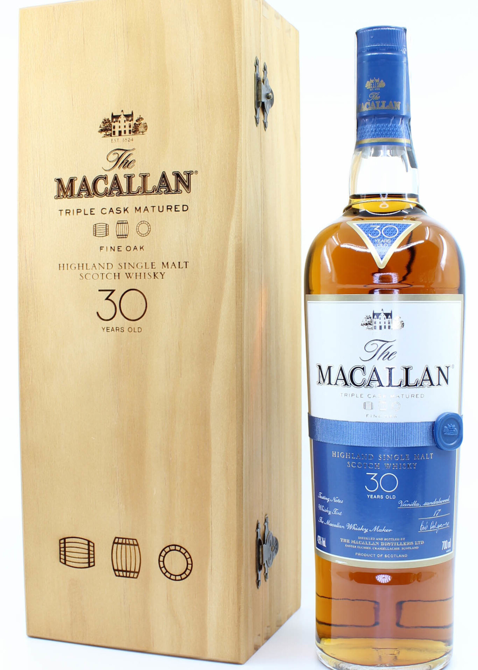 The Macallan Macallan 30 Years Old Fine Oak Triple Cask Matured 43% 700ml (in wooden case)