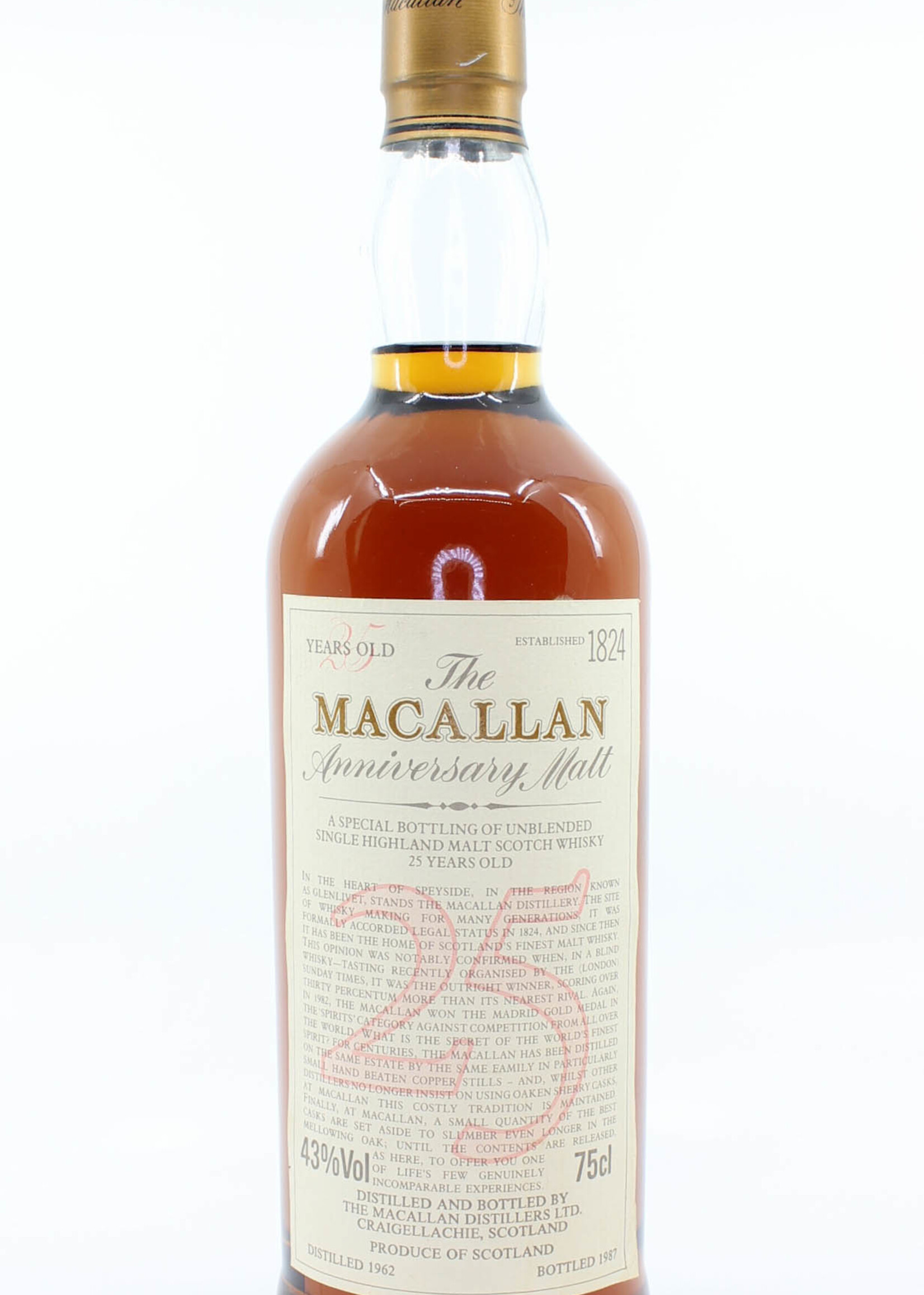 The Macallan Macallan 25 Years Old Anniversary Malt 1962 1987 43% 750ml