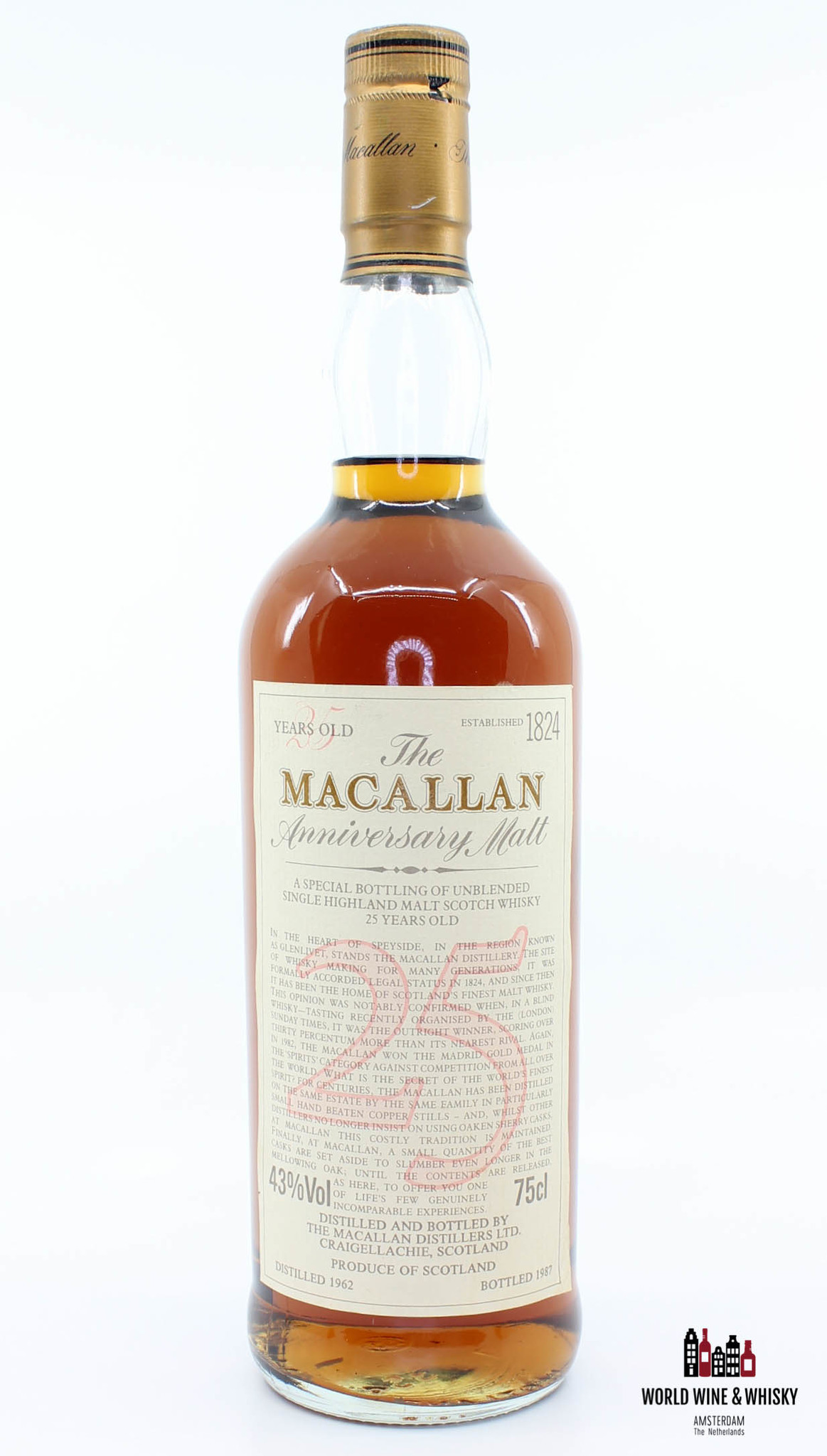 Macallan 25 Years Old Anniversary Malt 1962 1987 43 750ml World Wine Whisky