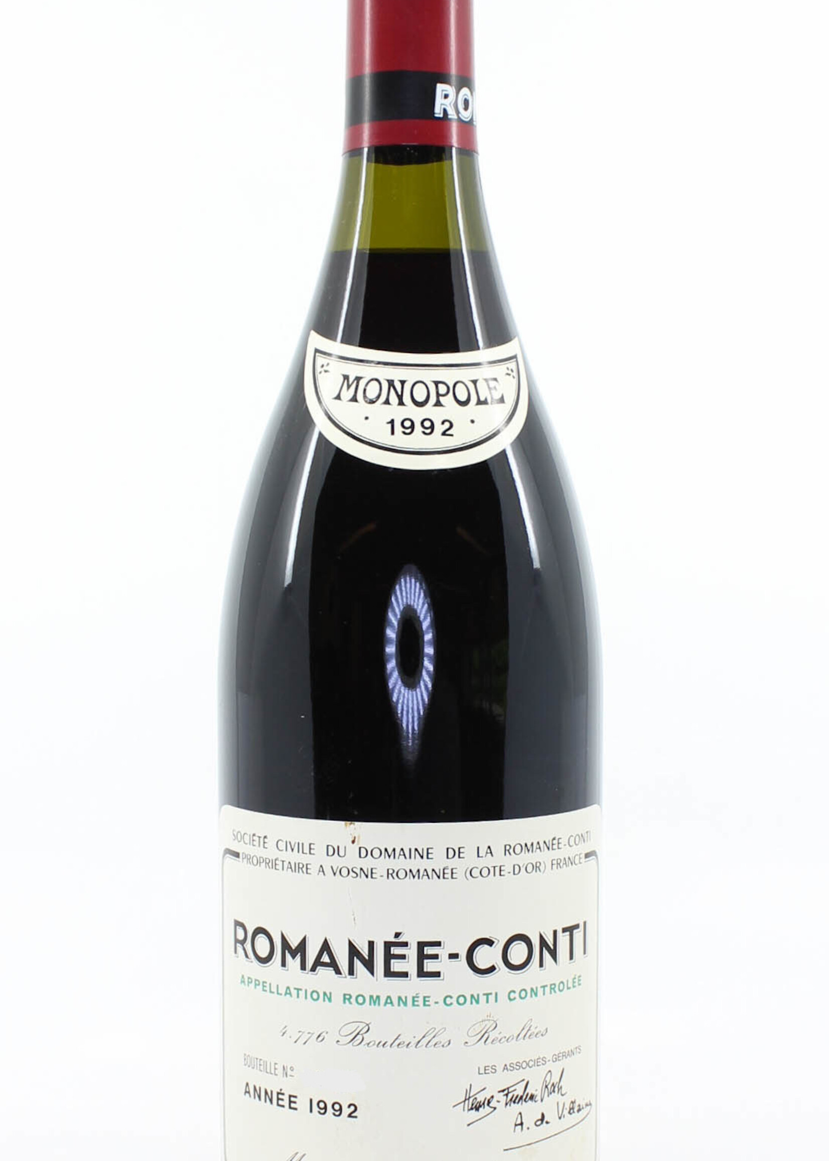 Domaine de la Romanée Conti Domaine de la Romanée-Conti (DRC) - Romanée-Conti 1992 - Inspected by Chai Consultant/WineFraud