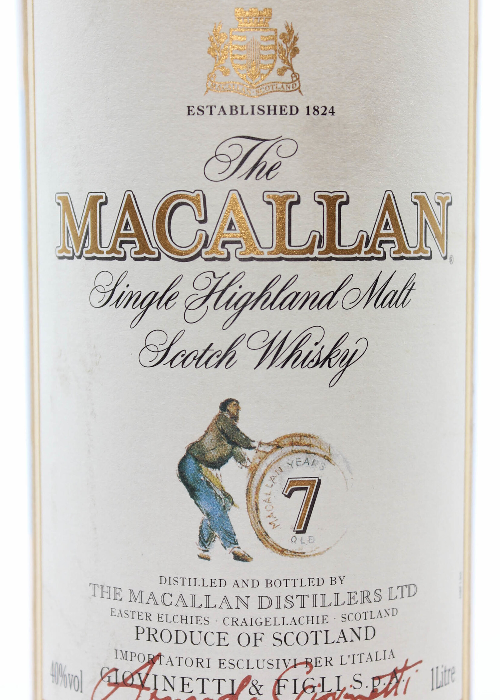The Macallan Macallan 7 Years Old Sherry Oak -  Giovinetti & Figli Import 40% 1 Litre (1000 ml)
