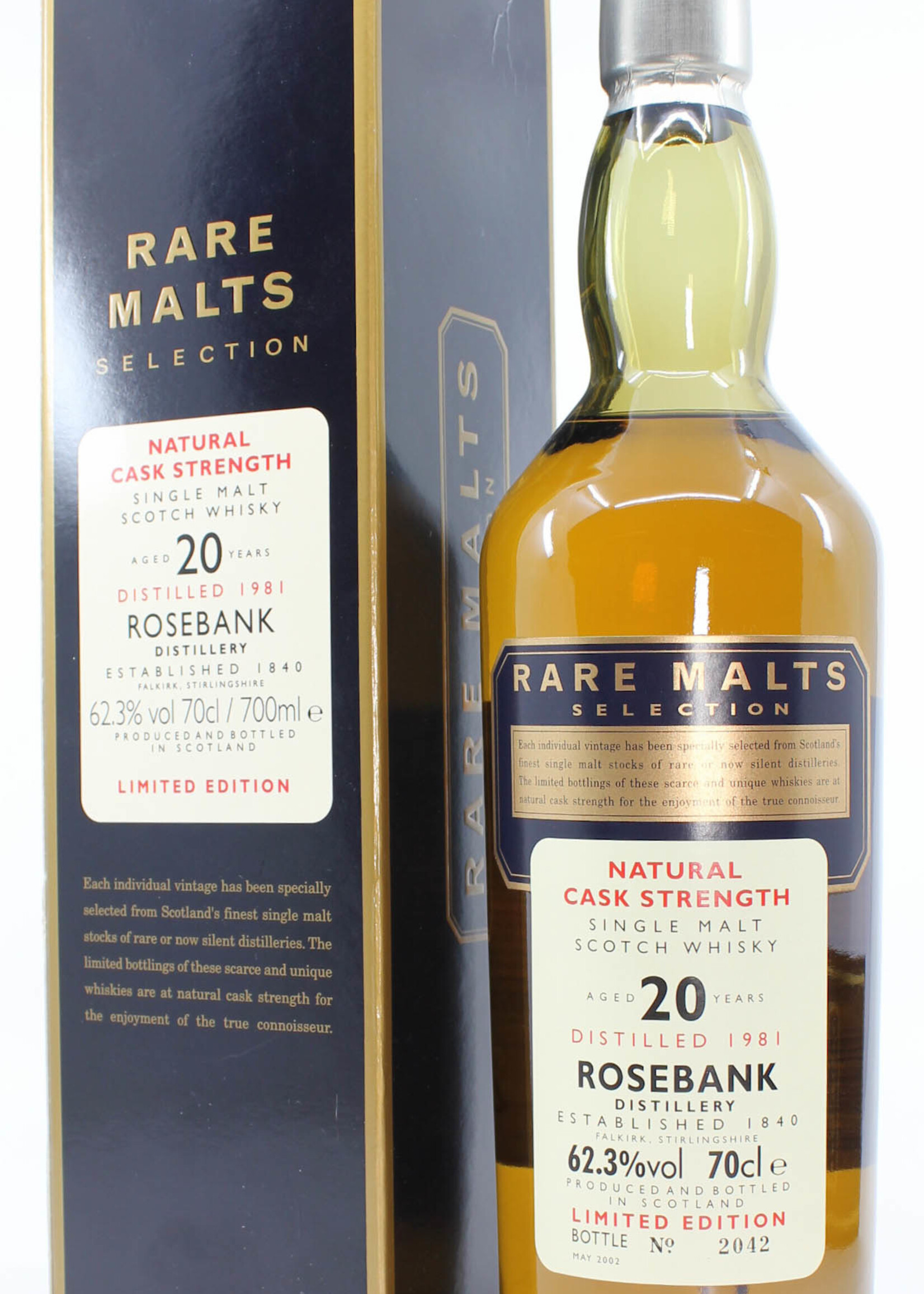 Rosebank Rosebank 20 Years Old 1981 2002 Rare Malts Selection 62.3% in cardboard case (Decommissioned)