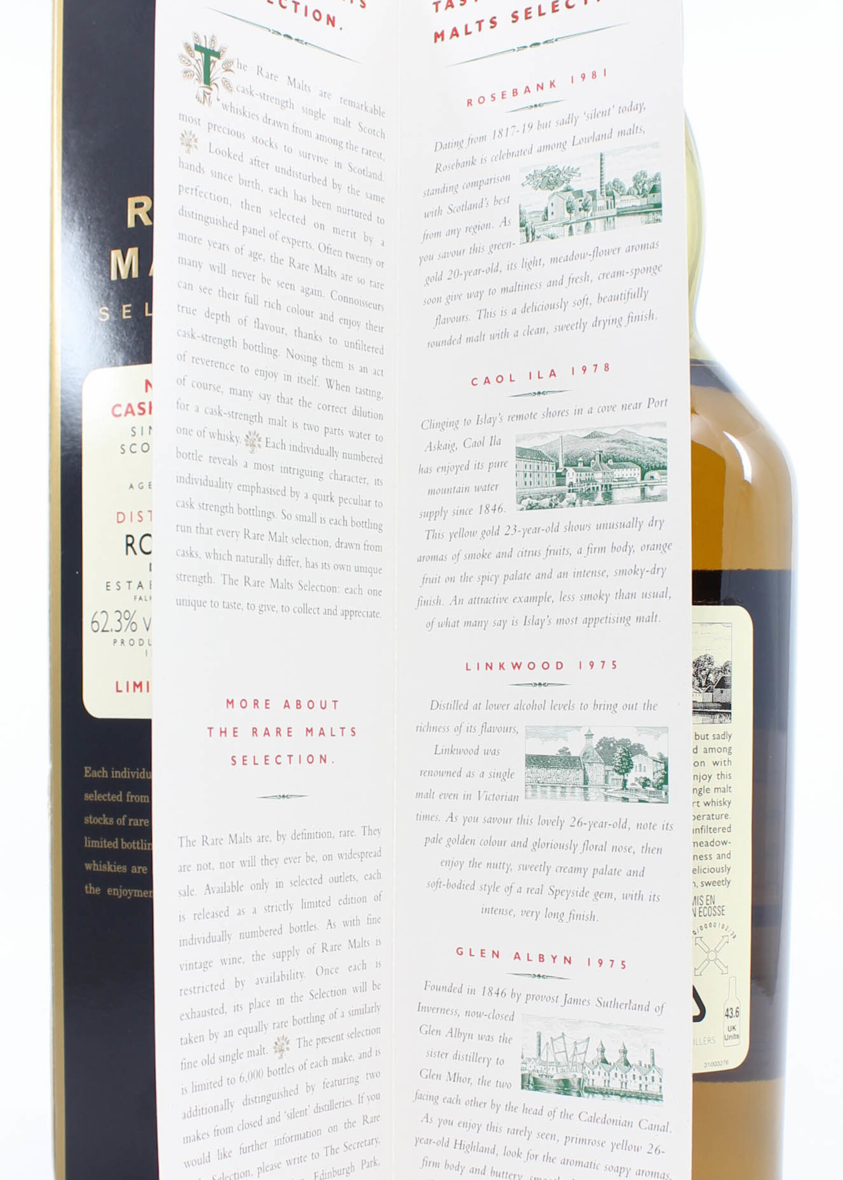 Rosebank Rosebank 20 Years Old 1981 2002 Rare Malts Selection 62.3% in cardboard case (Decommissioned)