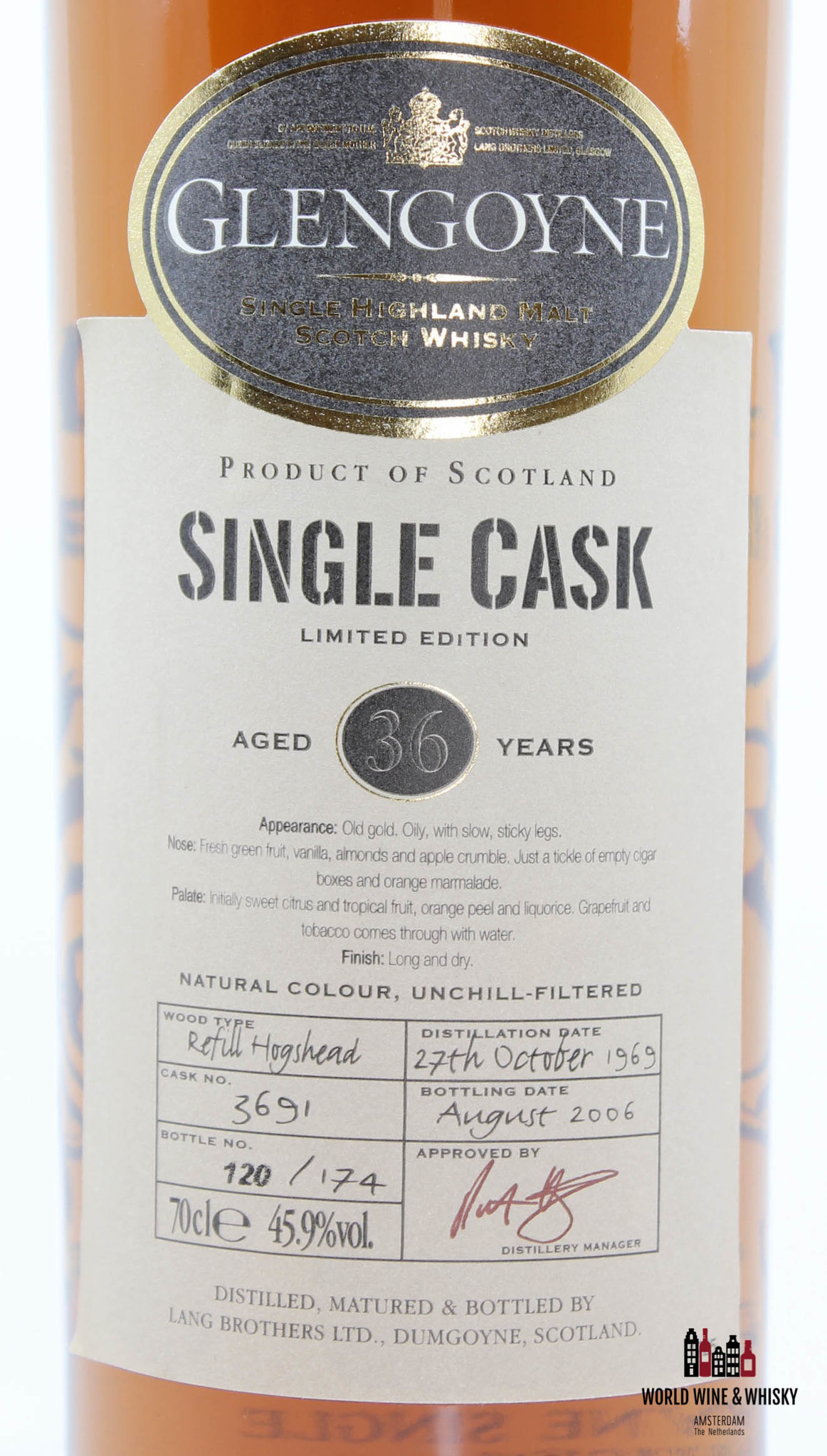 Glengoyne Glengoyne 36 Years Old 1969 2006 Single Cask - Cask 3691 45.9%