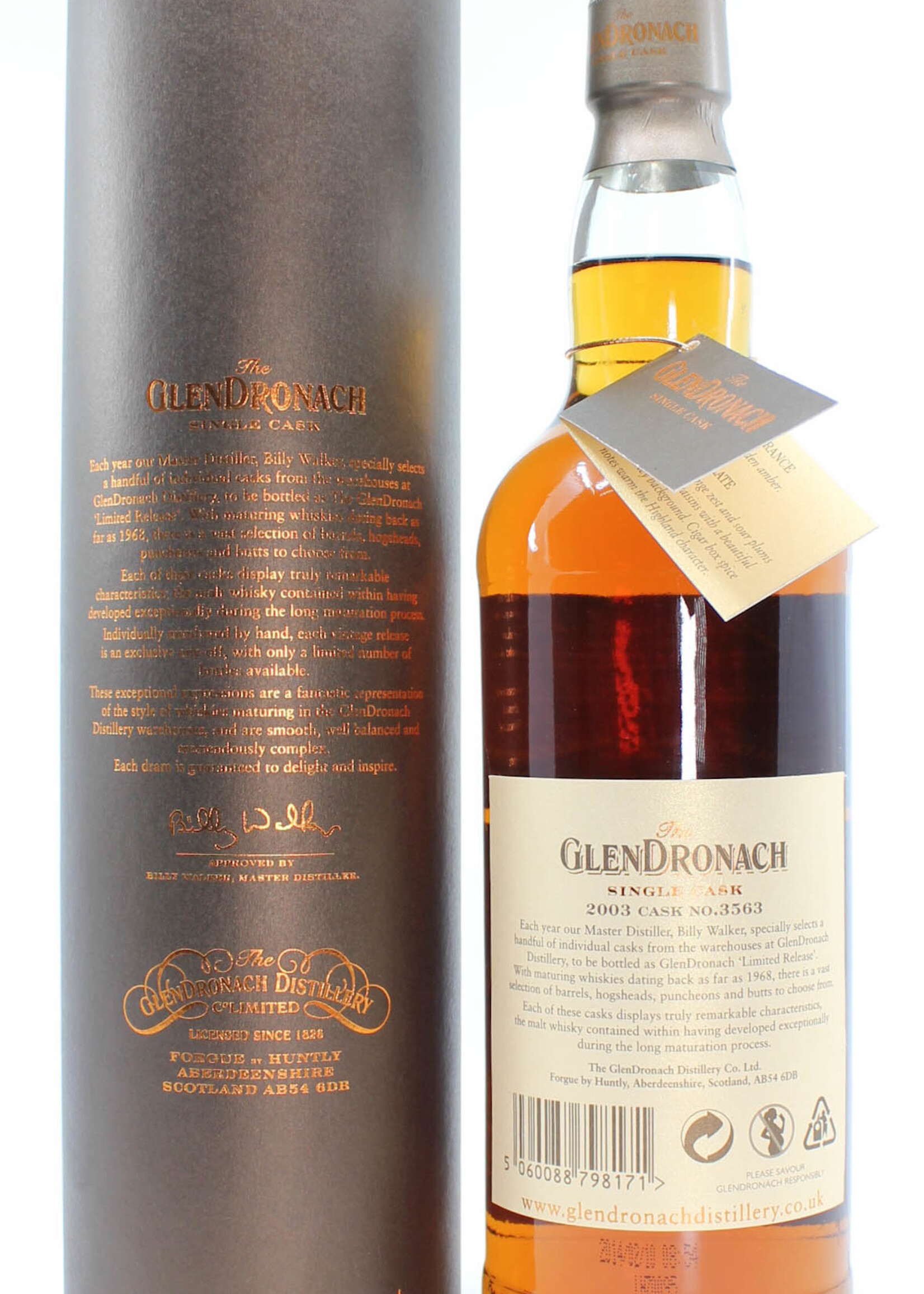 Glendronach Glendronach 10 Years Old 2003 2014 Single Cask - Cask 3563 - 10th Edition Whiskyevent Woudenberg Wageningen 53.9% (1 of 571)
