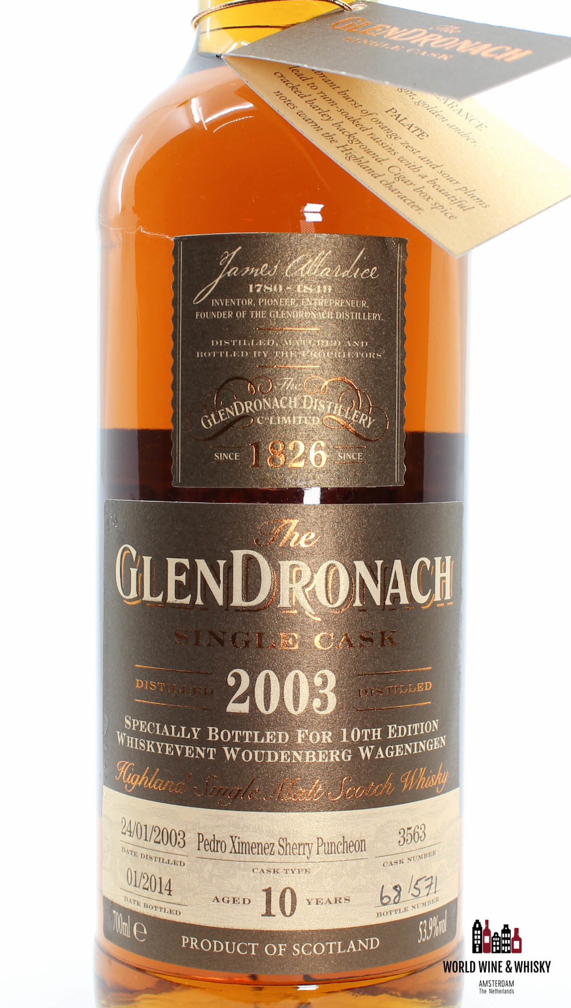 Glendronach Glendronach 10 Years Old 2003 2014 Single Cask - Cask 3563 - 10th Edition Whiskyevent Woudenberg Wageningen 53.9% (1 of 571)