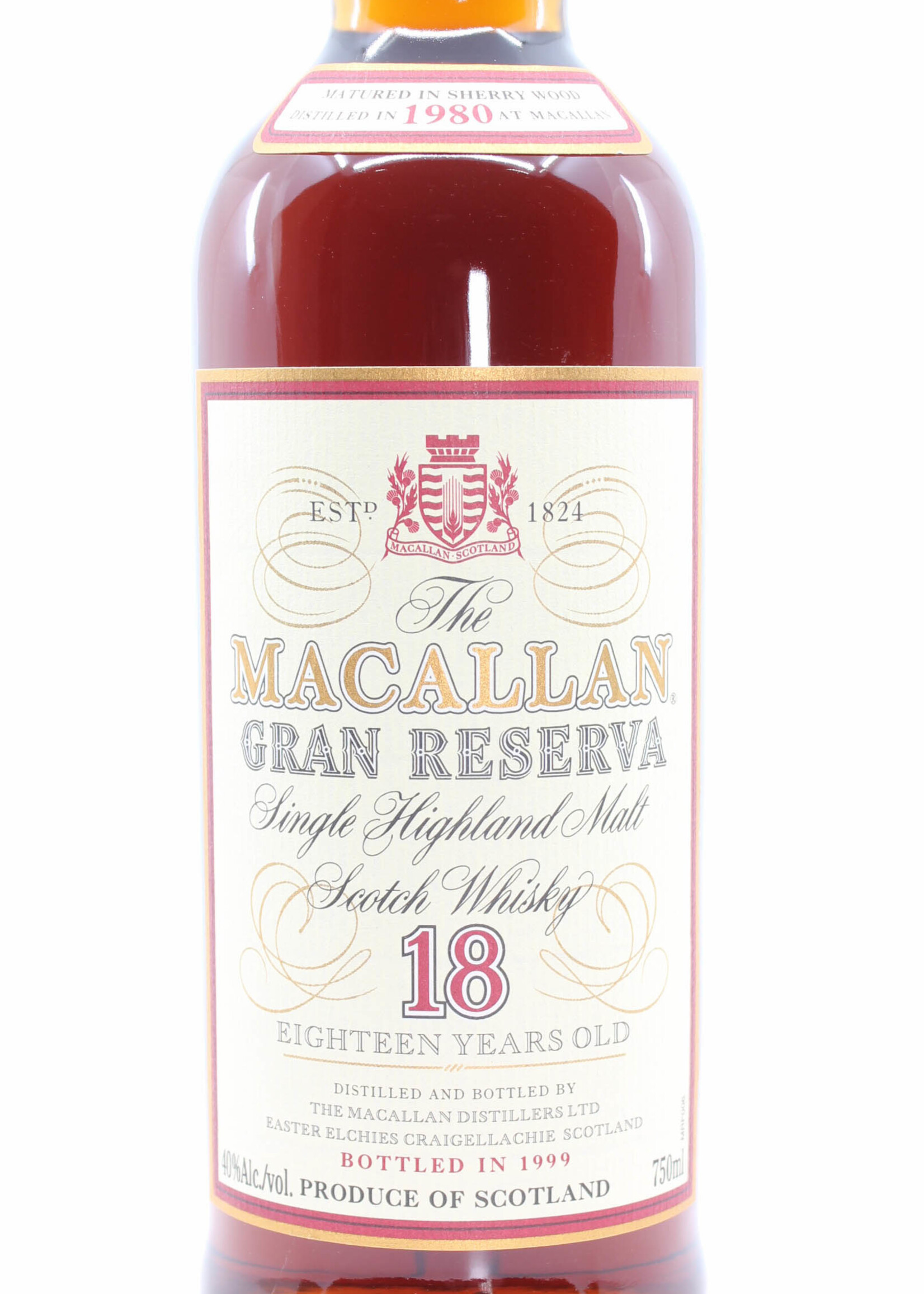 The Macallan Macallan 18 Years Old 1980 1999 - Gran Reserva - Sole U.S.A. Distributor, Remy Amerique Inc. New York, N.Y. 750ml