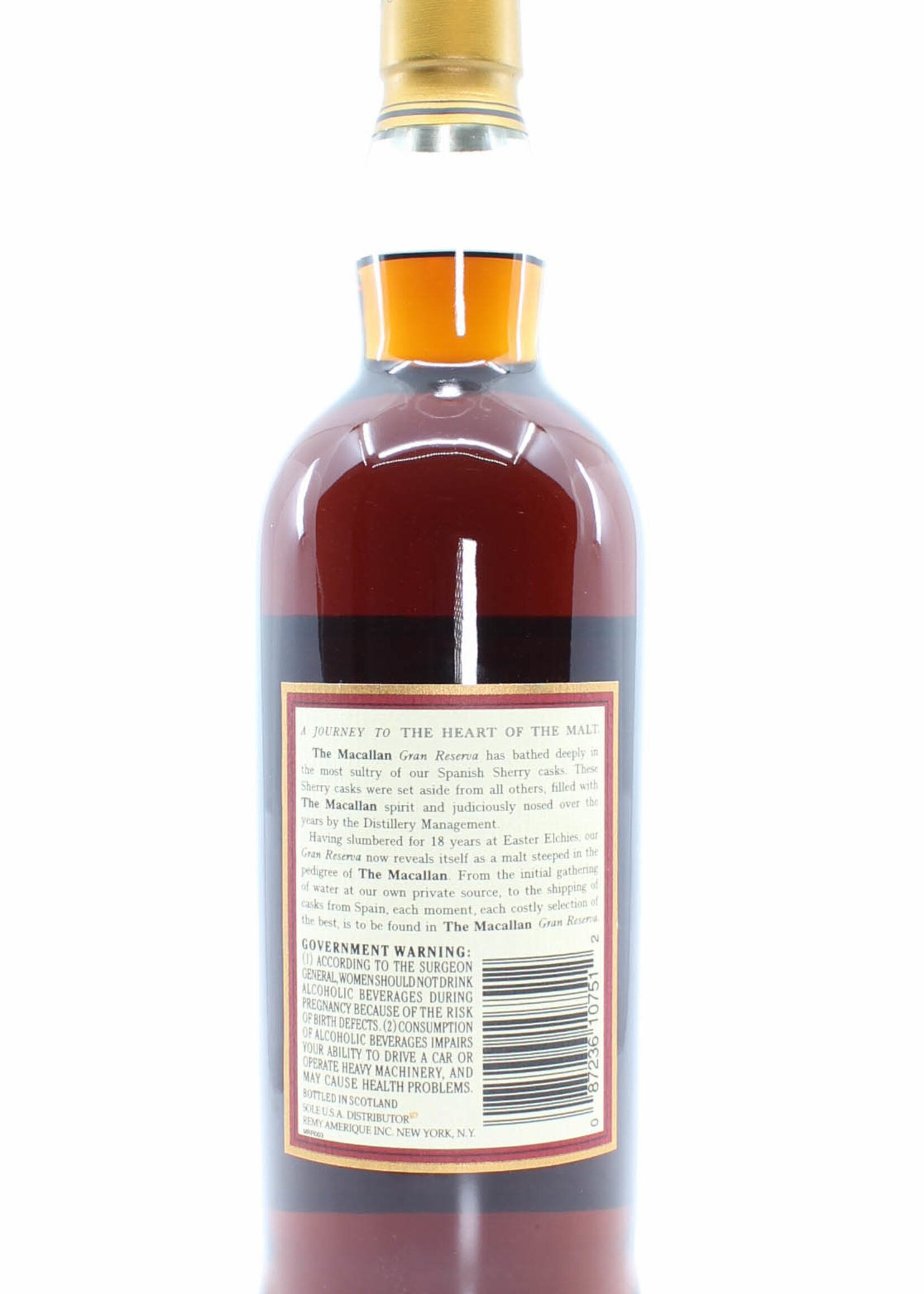 The Macallan Macallan 18 Years Old 1980 1999 - Gran Reserva - Sole U.S.A. Distributor, Remy Amerique Inc. New York, N.Y. 750ml