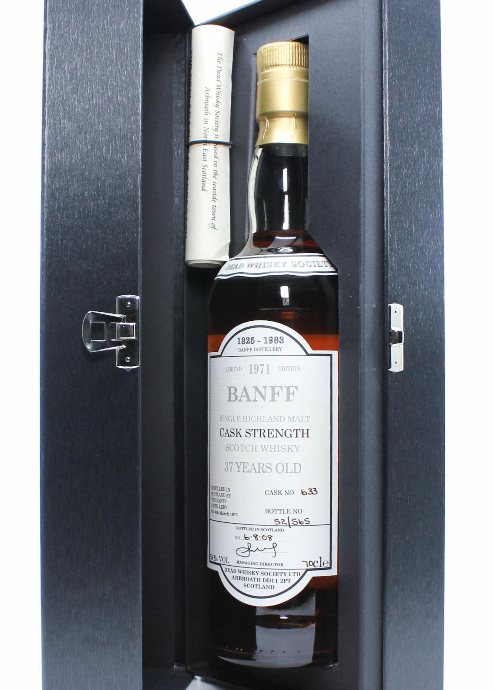 Banff Banff 37 Years Old 1971 2008 - Cask 633 - Dead Whisky Society 53.3% (Closed Distillery)