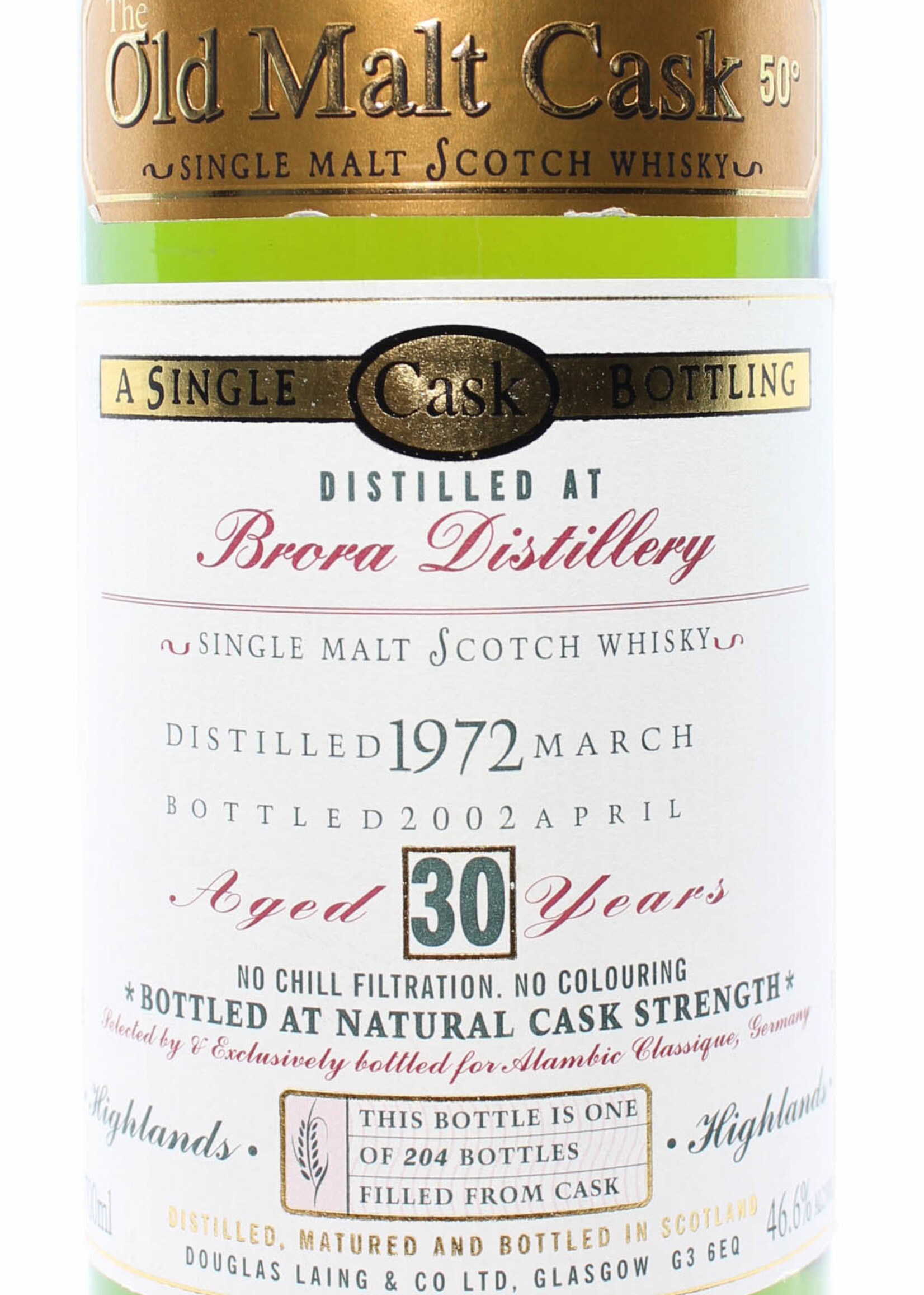 Brora Brora 30 Years Old 1972 2002 - Old Malt Cask - Douglas Laing 46.6% - Closed Distillery (1 of 204)
