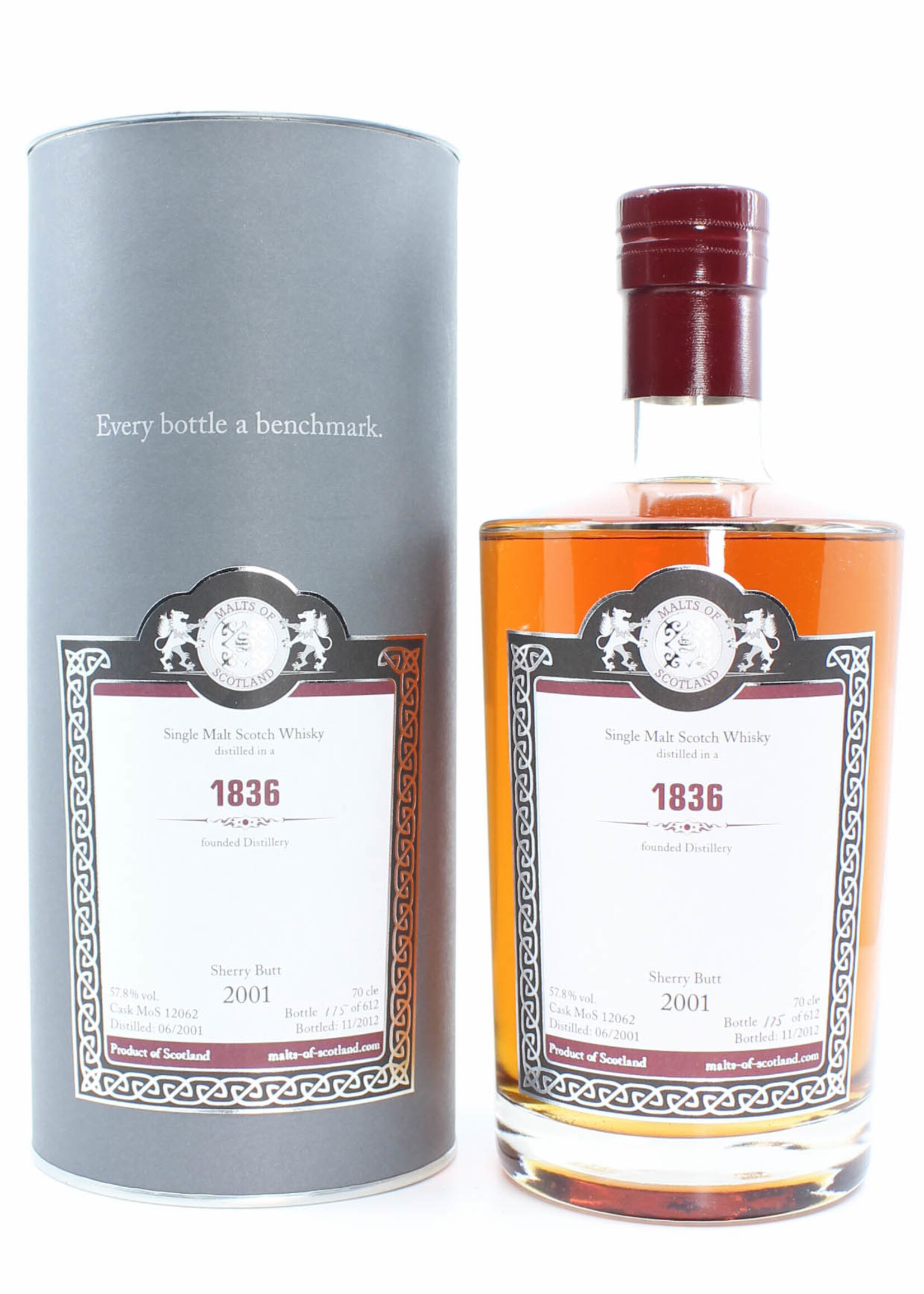 Malts of Scotland Malts of Scotland 2001 2012 - 1836 Founded Distillery - Cask MoS 12062 57.8% (1 of 612)
