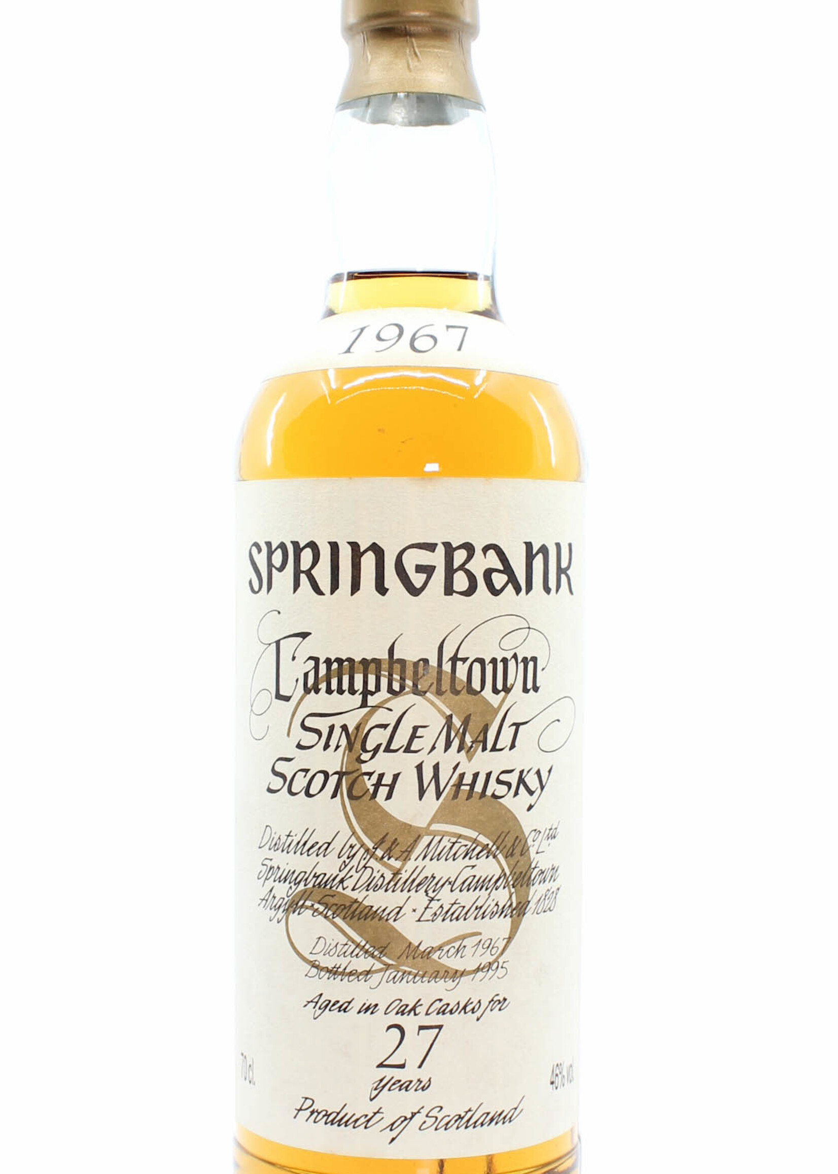 Springbank Springbank 27 Years Old 1967 1995 Big Golden "S" 46% 700ml