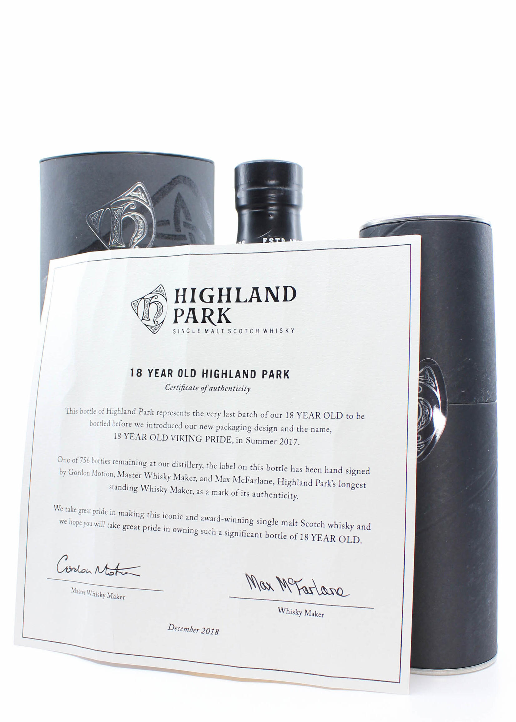 Highland Park Highland Park 18 Years Old 2017 - Viking Pride signed (Gordon Motion & Max McFarlane) 43% (1 of 756)