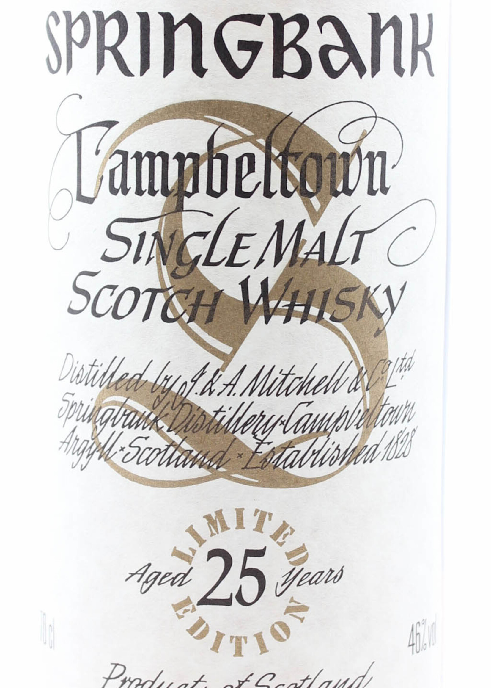 Springbank Springbank 25 Years Old 1998 - Millennium Bottling Limited Edition - Big Golden S 46%