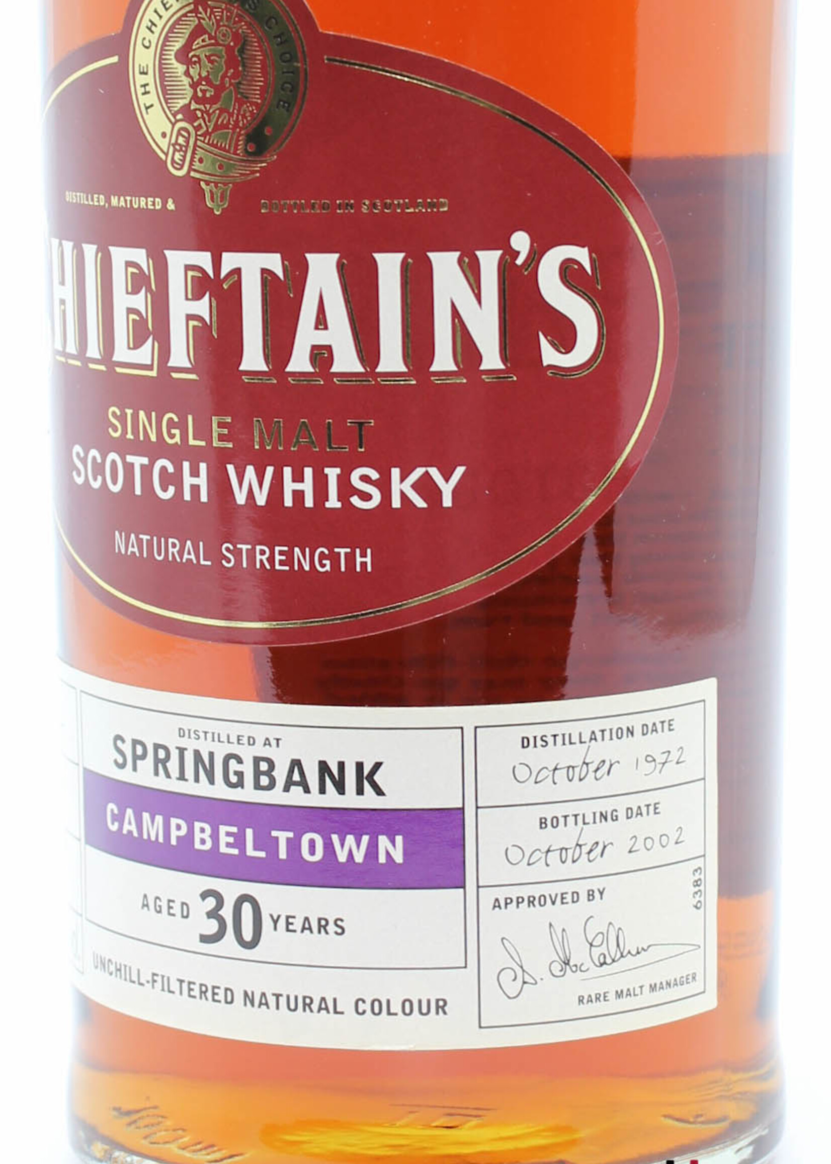 Springbank Springbank 30 Years Old 1972 2002 - Chieftain's Choice - Ian Macleod - Cask 410 57.8% (1 of 576)