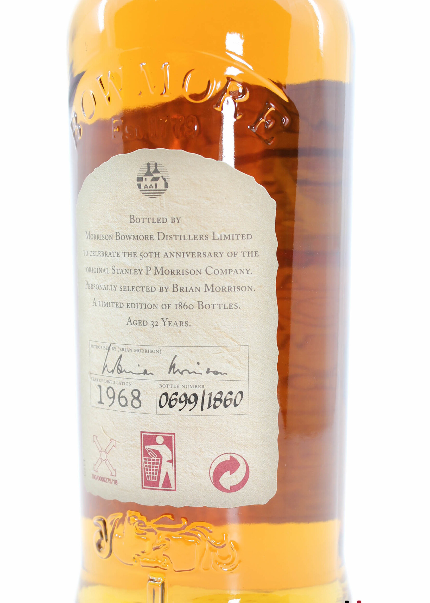 Bowmore Bowmore 32 Years Old 1968 2000 - 50th Anniversary of the Original Stanley P. Morrison Company 45.5% (1 of 1860)
