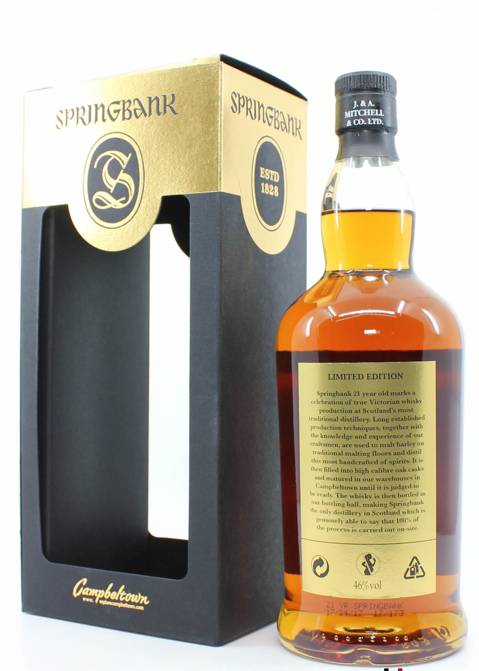 Springbank Springbank 21 Years Old 2017 - Limited Edition - Black/Gold Edition 46% (1 Of 3800)
