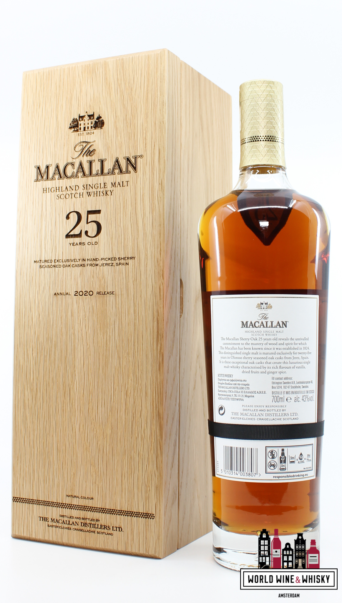 Macallan Macallan 25 Years Old 2020 Release - Sherry Oak Casks from Jerez 43% (in luxury wooden case)