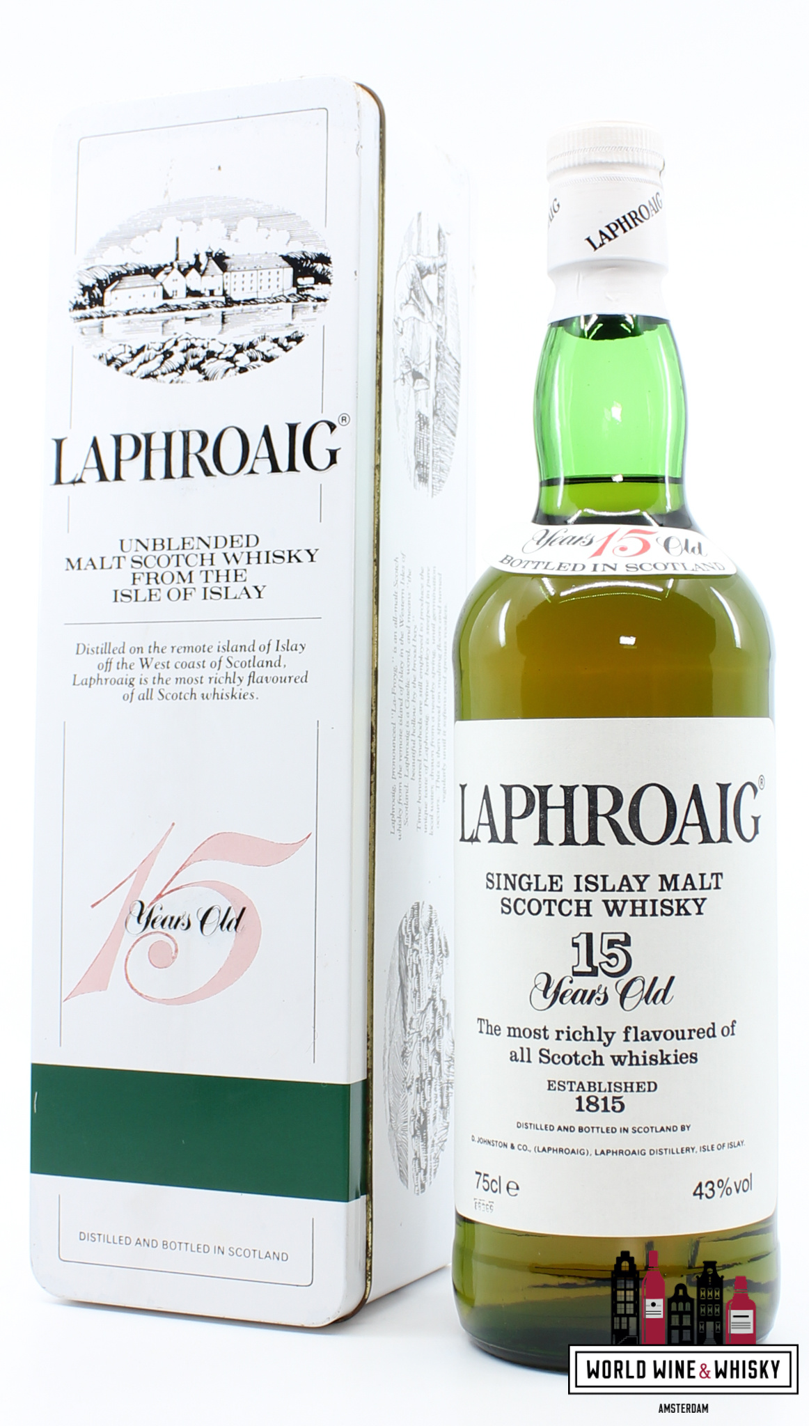 Laphroaig 15 Years Old - Single Islay Malt Scotch Whisky - 80's Bottling -  43% 750ml