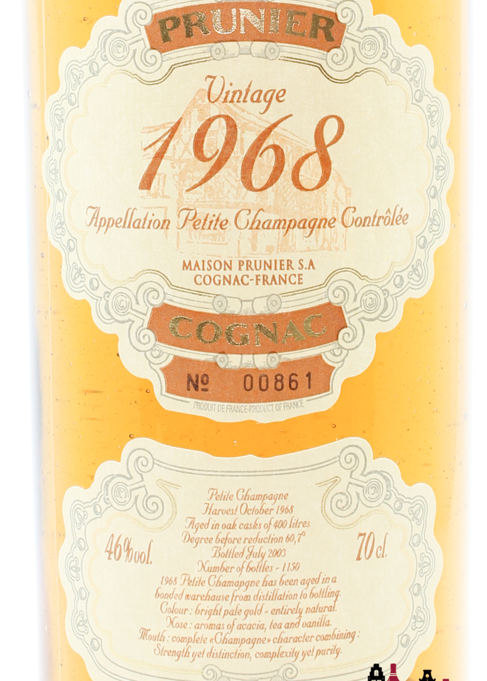 Prunier Prunier 34 Year Old 1968 Vintage 2003 - Appellation Petite Champagne Contrôlée 46% (1 of 1150)
