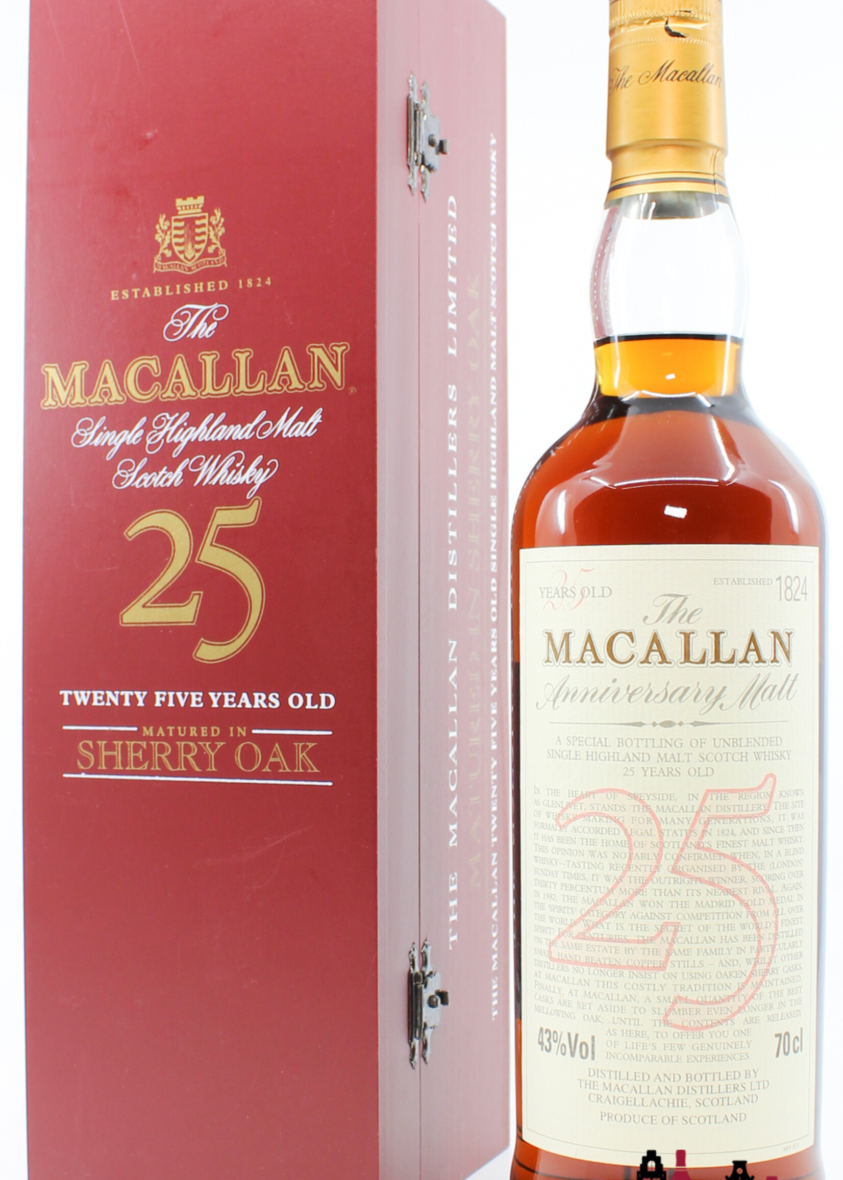 The Macallan Macallan 25 Years Old Anniversary Malt - Sherry Oak 43% 700ml (In the red case)