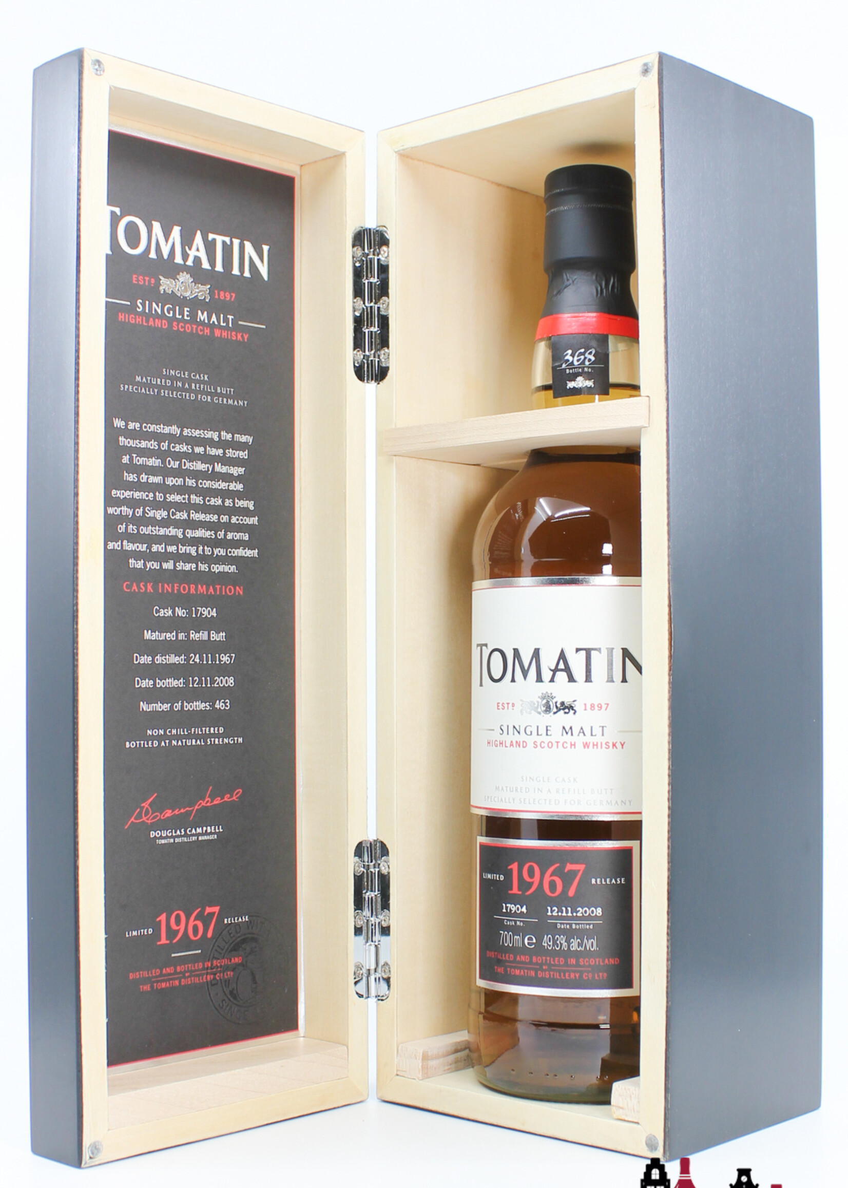 Tomatin Tomatin 40 Years Old 1967 2008 - Cask 17904 - Limited Release 49.3% (1 of 463)