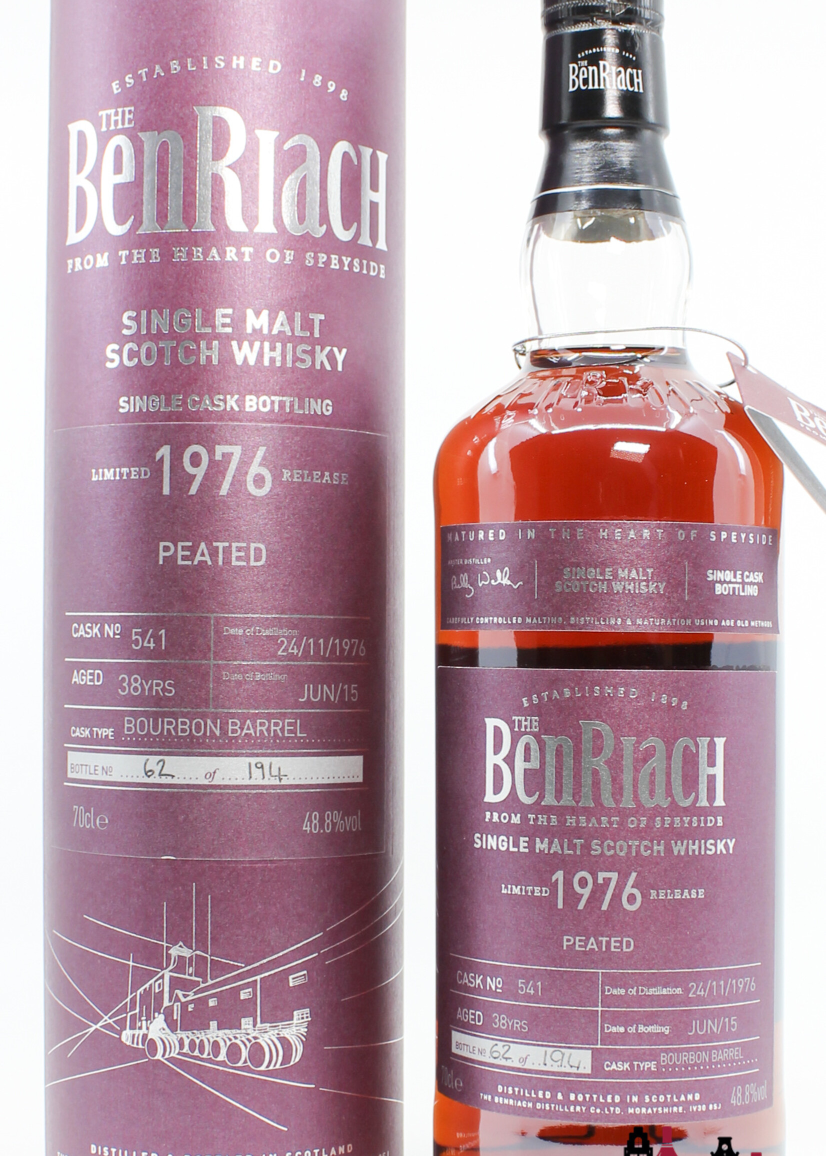 BenRiach BenRiach 38 Years Old 1976 2015 - Single Cask Bottling Batch 12 "Peated" - Cask 541 48.8% (1 of 194)