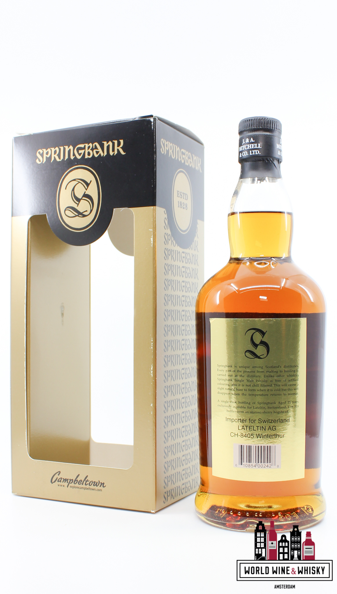 Springbank Springbank 21 Years Old 1995 2016 - Limited Edition - Lateltin AG, Winterthur Switzerland - Black/Gold Edition 47.9% (1 Of 318)