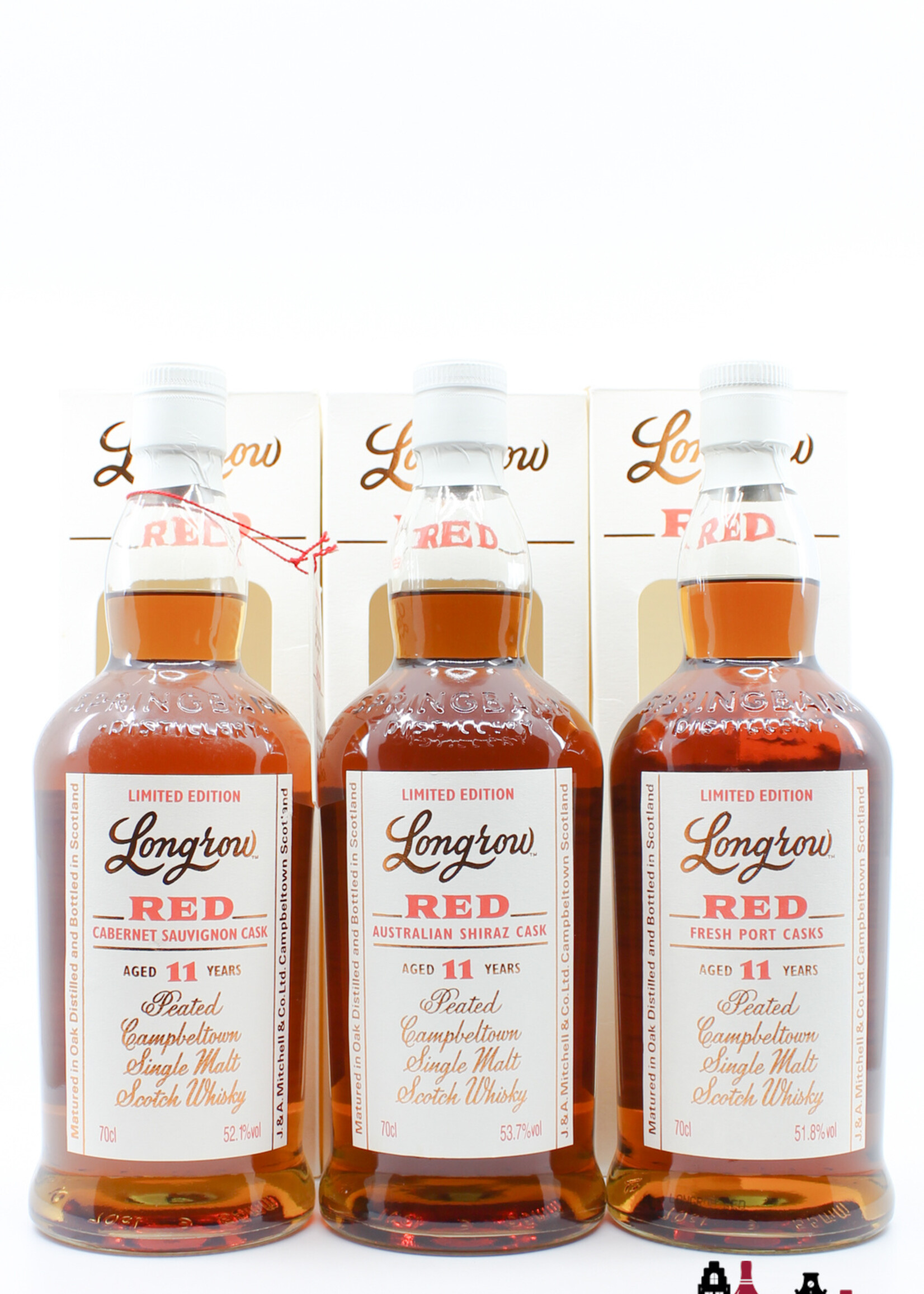 Springbank Longrow (Springbank) Red Series 2012-2020 (1st, 2nd, 3rd, 4th, 5th, 6th, 7th, 8th, 9th) - 9 bottles