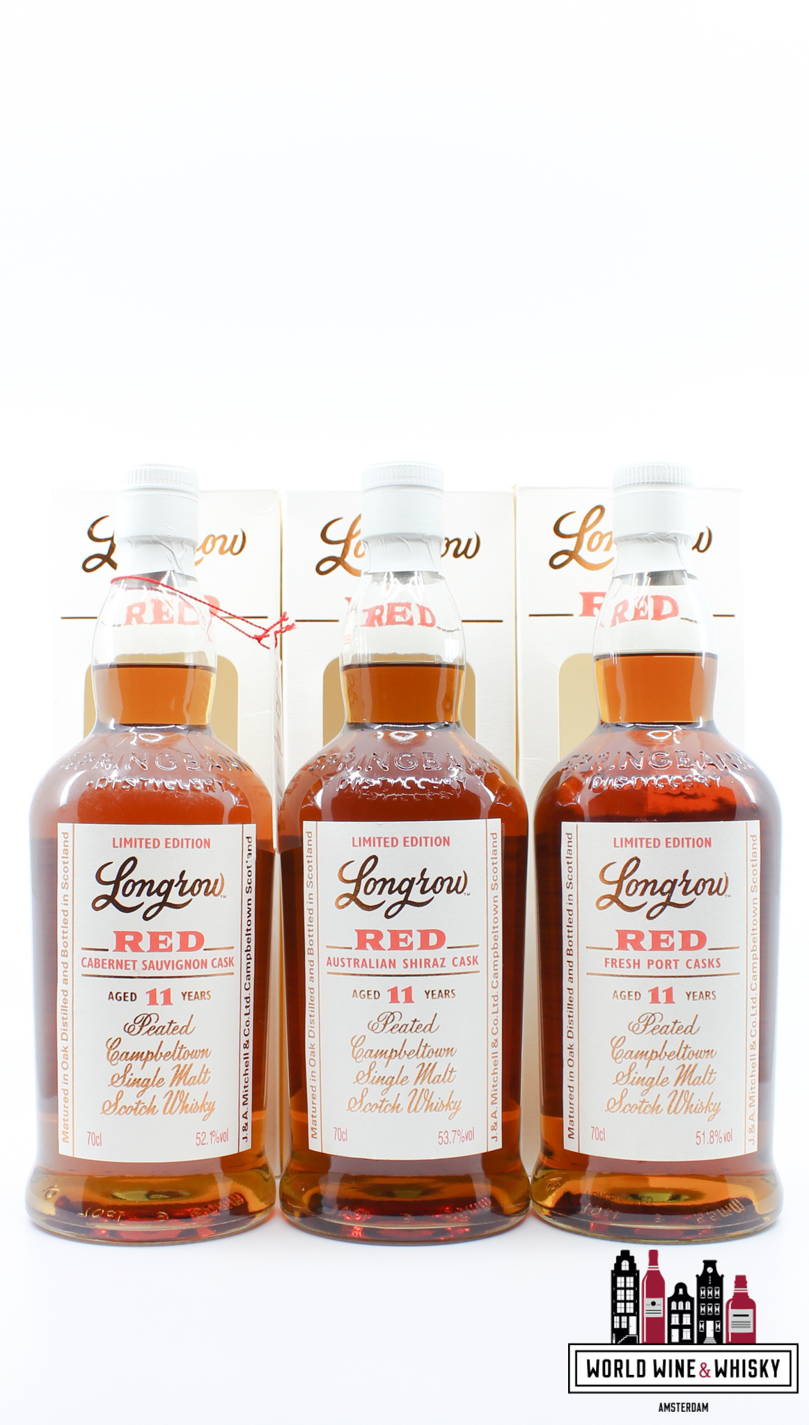 Springbank Longrow (Springbank) Red Series 2012-2020 (1st, 2nd, 3rd, 4th, 5th, 6th, 7th, 8th, 9th) - 9 bottles