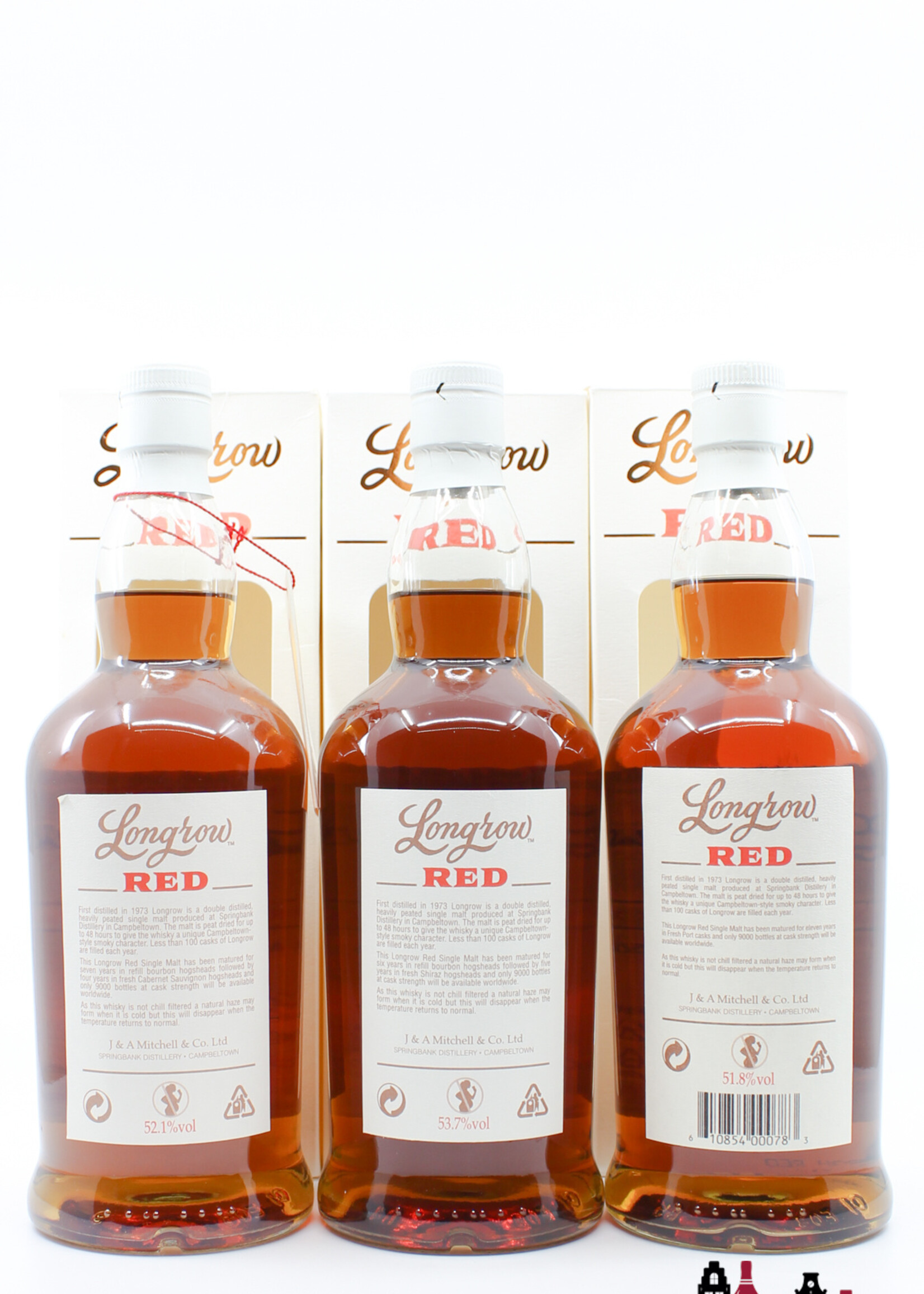 Springbank Longrow (Springbank) Red Series 2012-2020 (1st, 2nd, 3rd, 4th, 5th, 6th, 7th, 8th, 9th) - 9 bottles