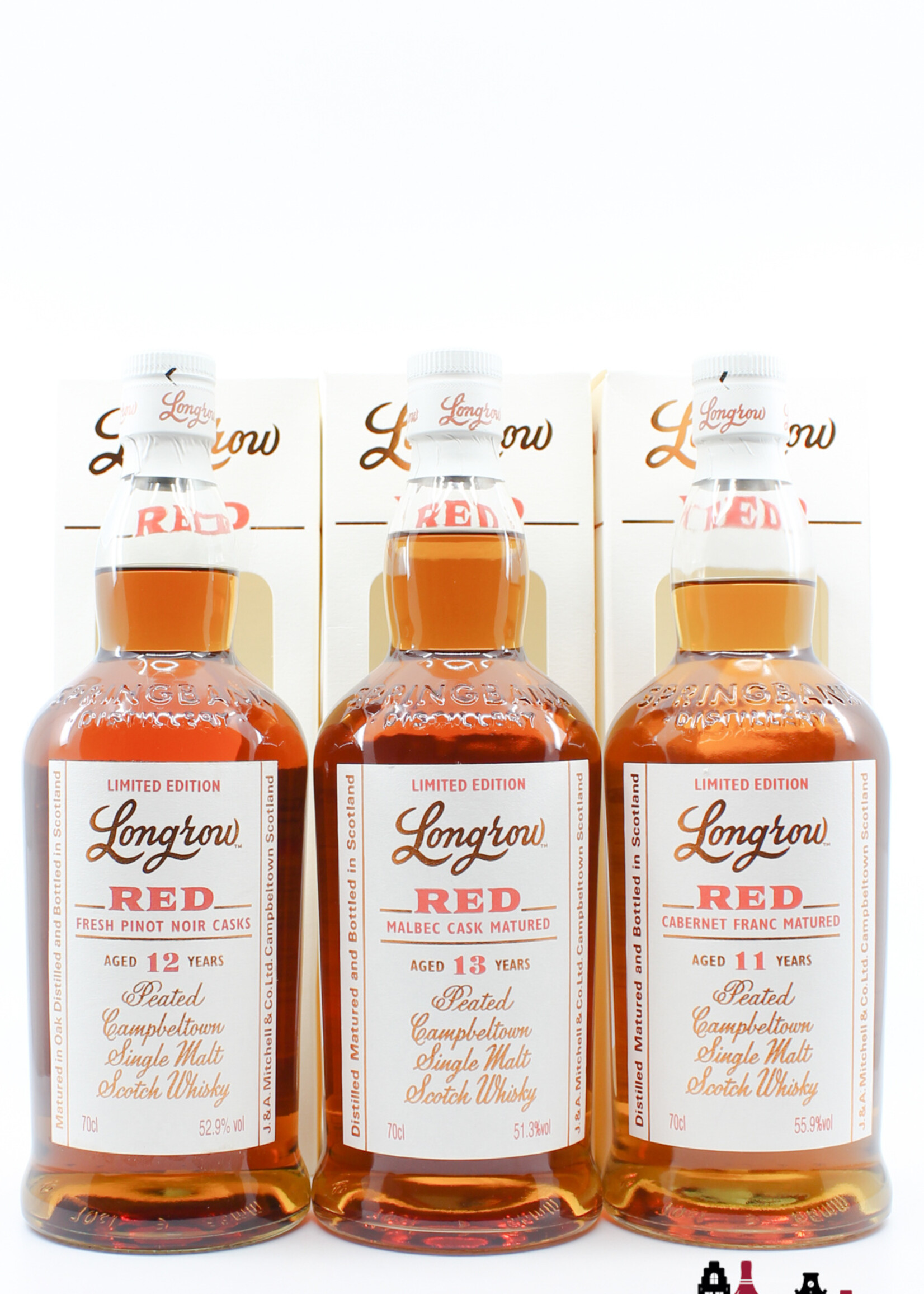 Springbank Longrow (Springbank) Red Series 2012-2020 (1st, 2nd, 3rd, 4th, 5th, 6th, 7th, 8th, 9th) - 9 bottles