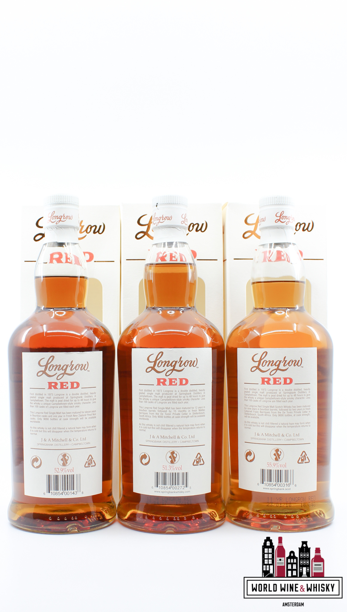 Springbank Longrow (Springbank) Red Series 2012-2020 (1st, 2nd, 3rd, 4th, 5th, 6th, 7th, 8th, 9th) - 9 bottles