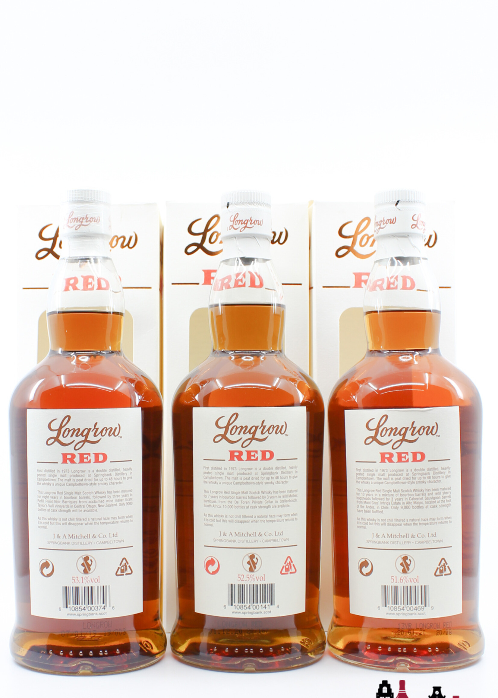 Springbank Longrow (Springbank) Red Series 2012-2020 (1st, 2nd, 3rd, 4th, 5th, 6th, 7th, 8th, 9th) - 9 bottles