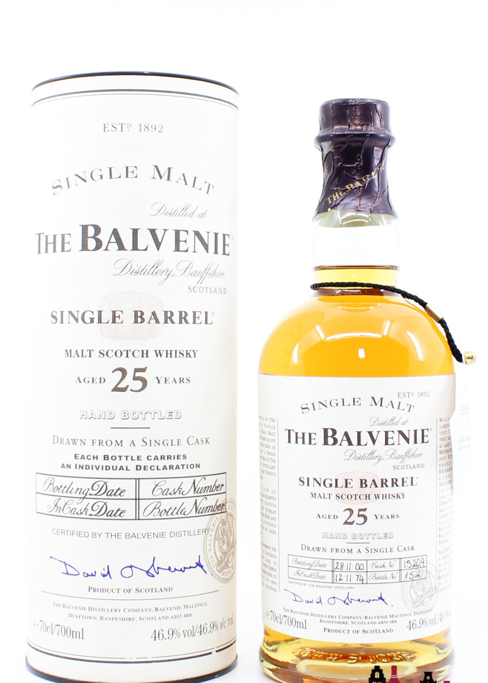 Balvenie The Balvenie 25 Years Old 1974 2000 - Single Barrel Hand Bottled - Cask 15209 46.9%