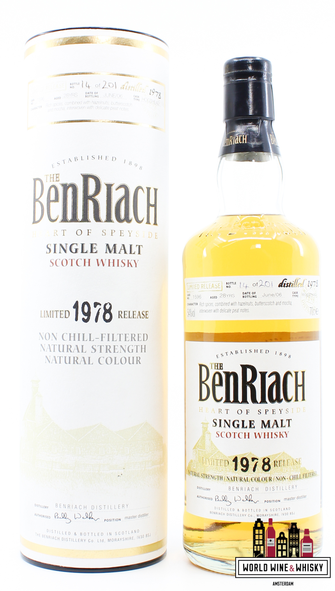 BenRiach BenRiach 28 Years Old 1978 2006 - Limited Release - Single Cask Bottling Batch 3 - Cask 1596 54% (1 Of 201)